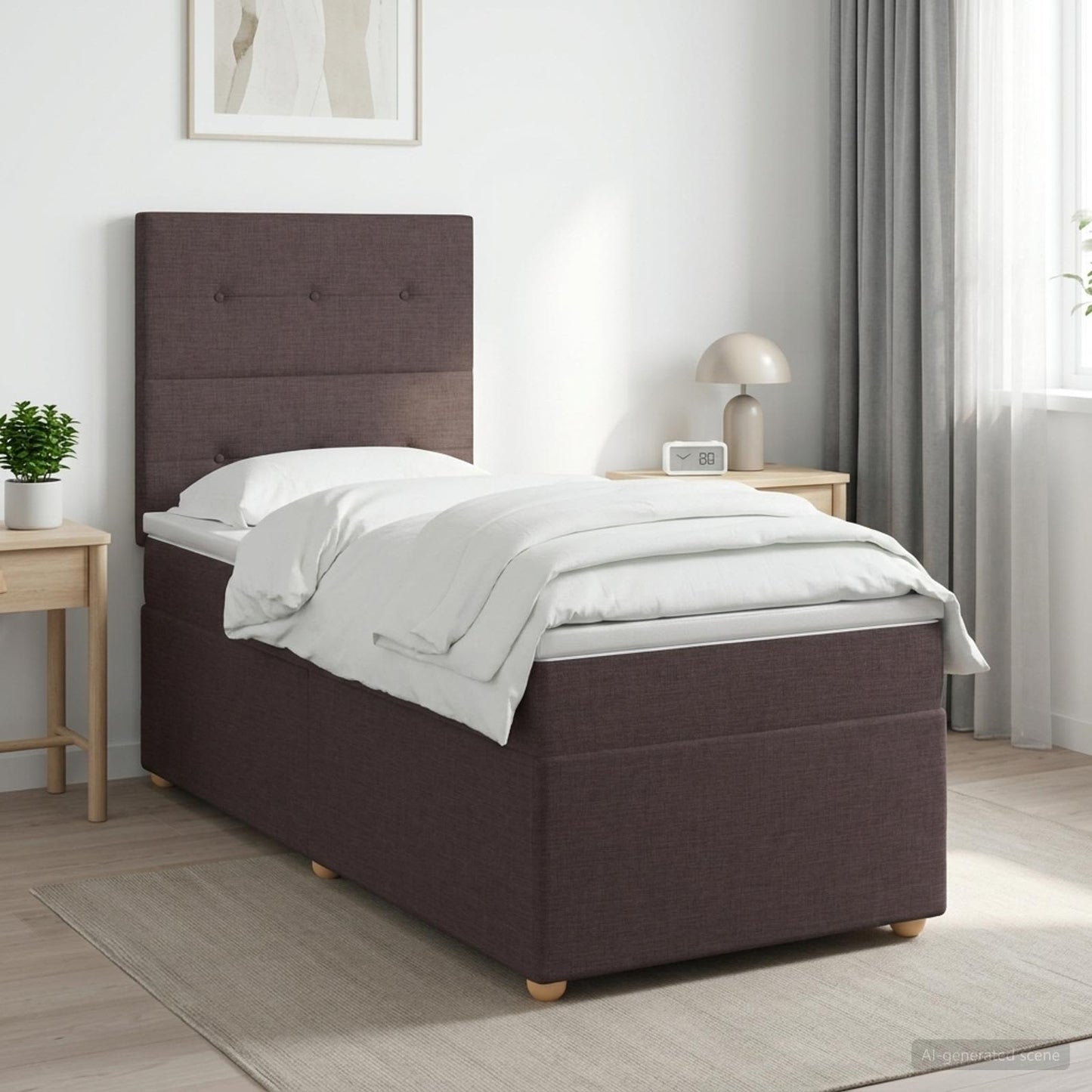 vidaXL Κρεβάτι box spring με στρώμα Σκούρο Καφέ 100 x 200 cm Ύφασμα