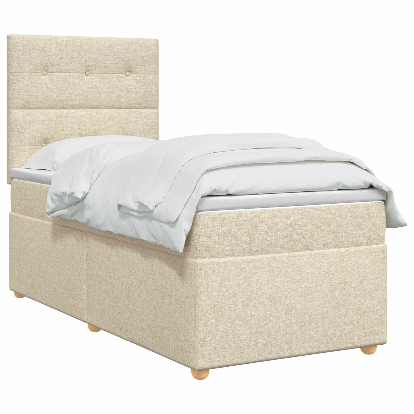 vidaXL Κρεβάτι box spring με στρώμα Κρεμ 80 x 200 cm Ύφασμα