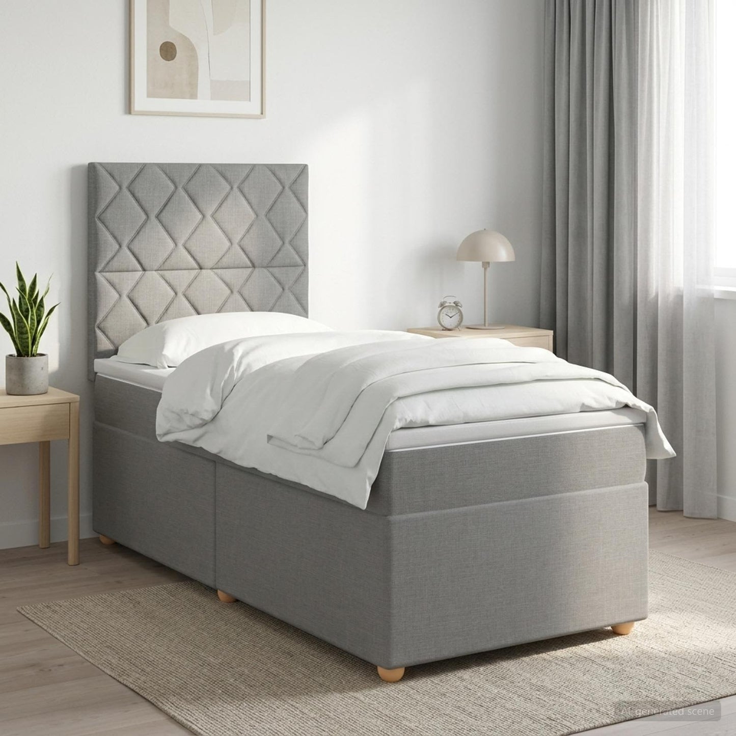 vidaXL Κρεβάτι box spring με στρώμα Ανοιχτό γκρι 90 x 200 cm Ύφασμα