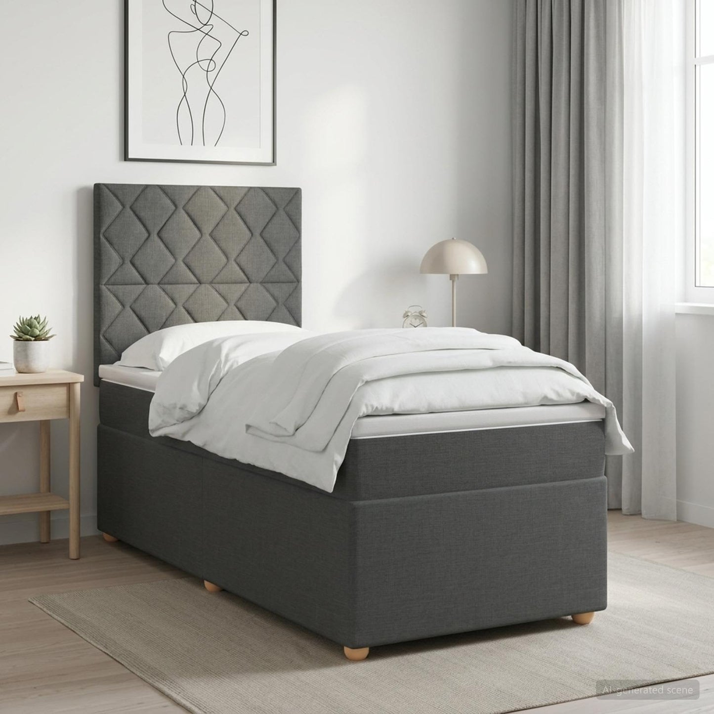 vidaXL Κρεβάτι box spring με στρώμα Σκούρο Γκρι 90 x 200 cm Ύφασμα
