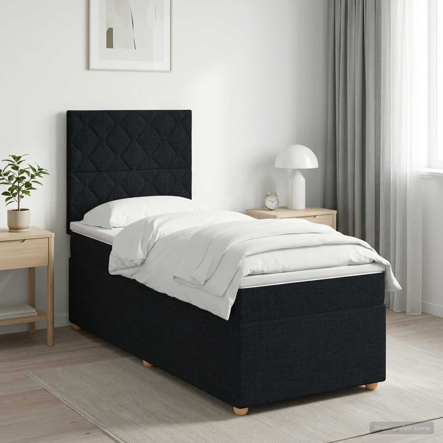 vidaXL Κρεβάτι box spring με στρώμα Μαύρο 80 x 200 cm Ύφασμα