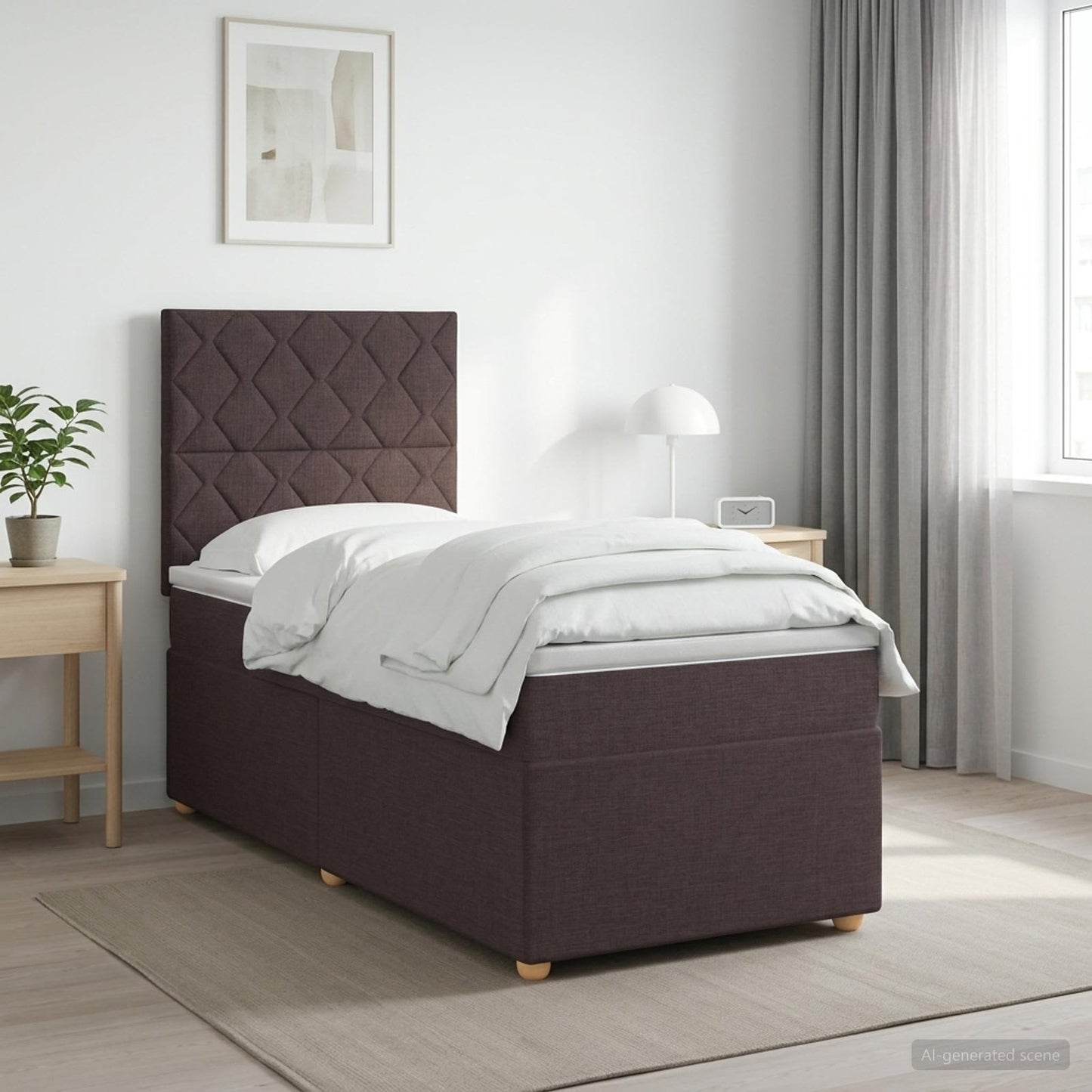 vidaXL Κρεβάτι box spring με στρώμα Σκούρο Καφέ 80 x 200 cm Ύφασμα