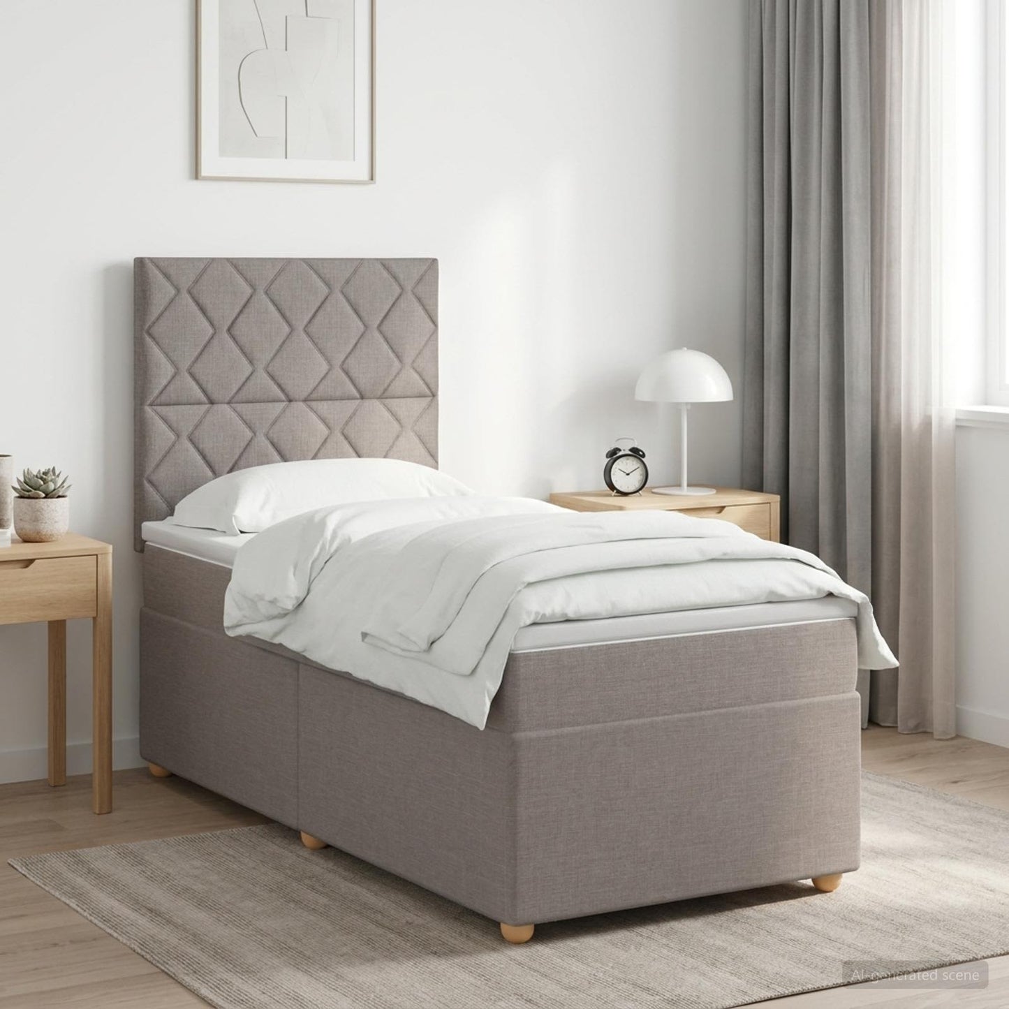 vidaXL Κρεβάτι box spring με στρώμα Taupe 100 x 200 cm Ύφασμα