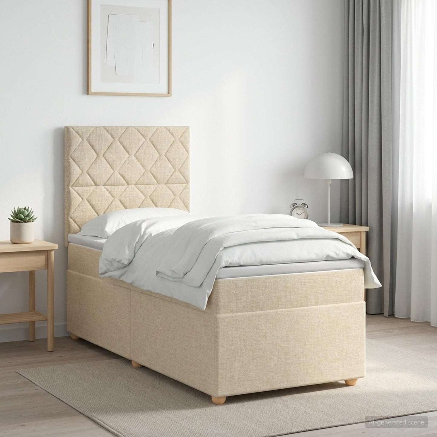 vidaXL Κρεβάτι box spring με στρώμα Κρεμ 90 x 200 cm Ύφασμα