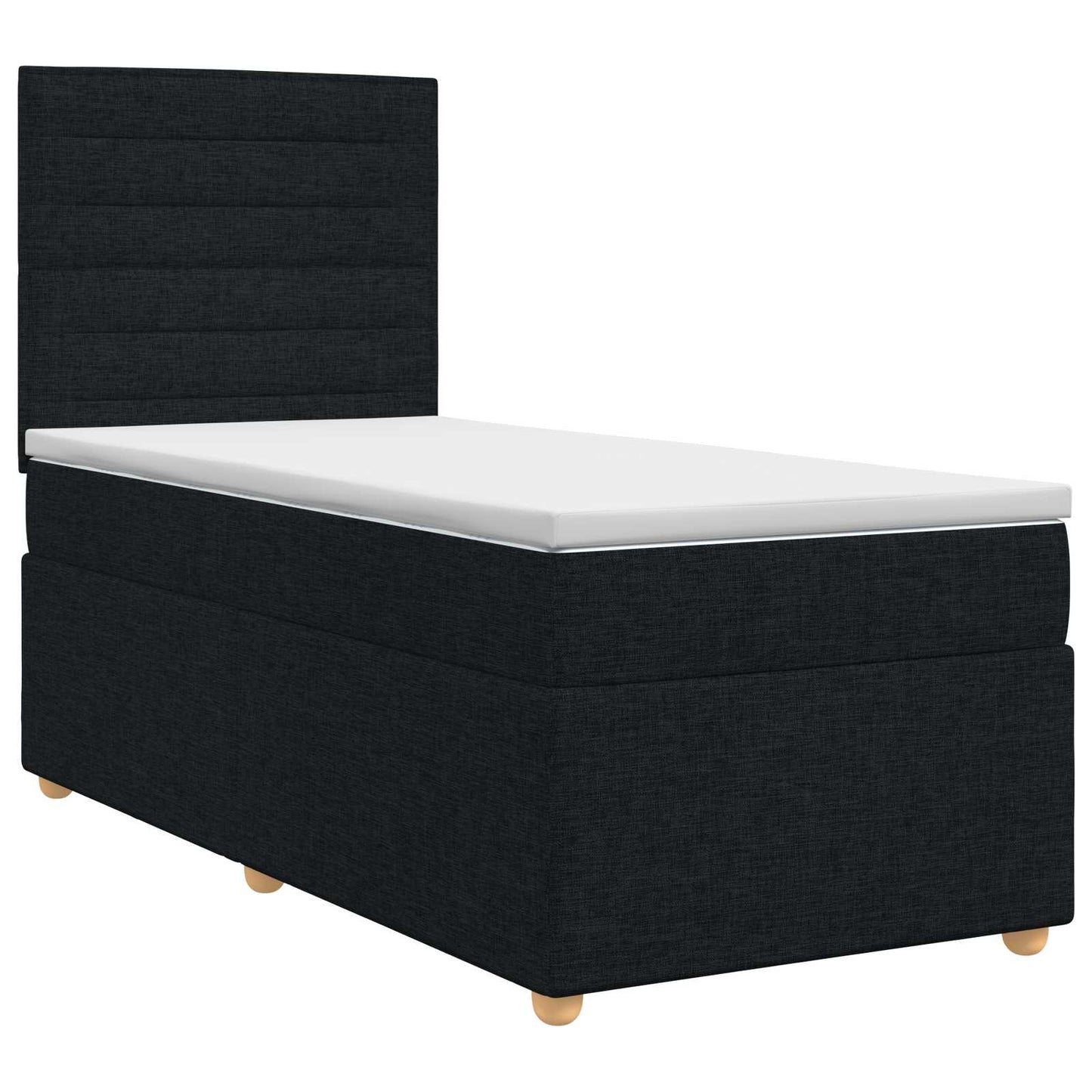 vidaXL Κρεβάτι box spring με στρώμα Μαύρο 90 x 190 cm Ύφασμα