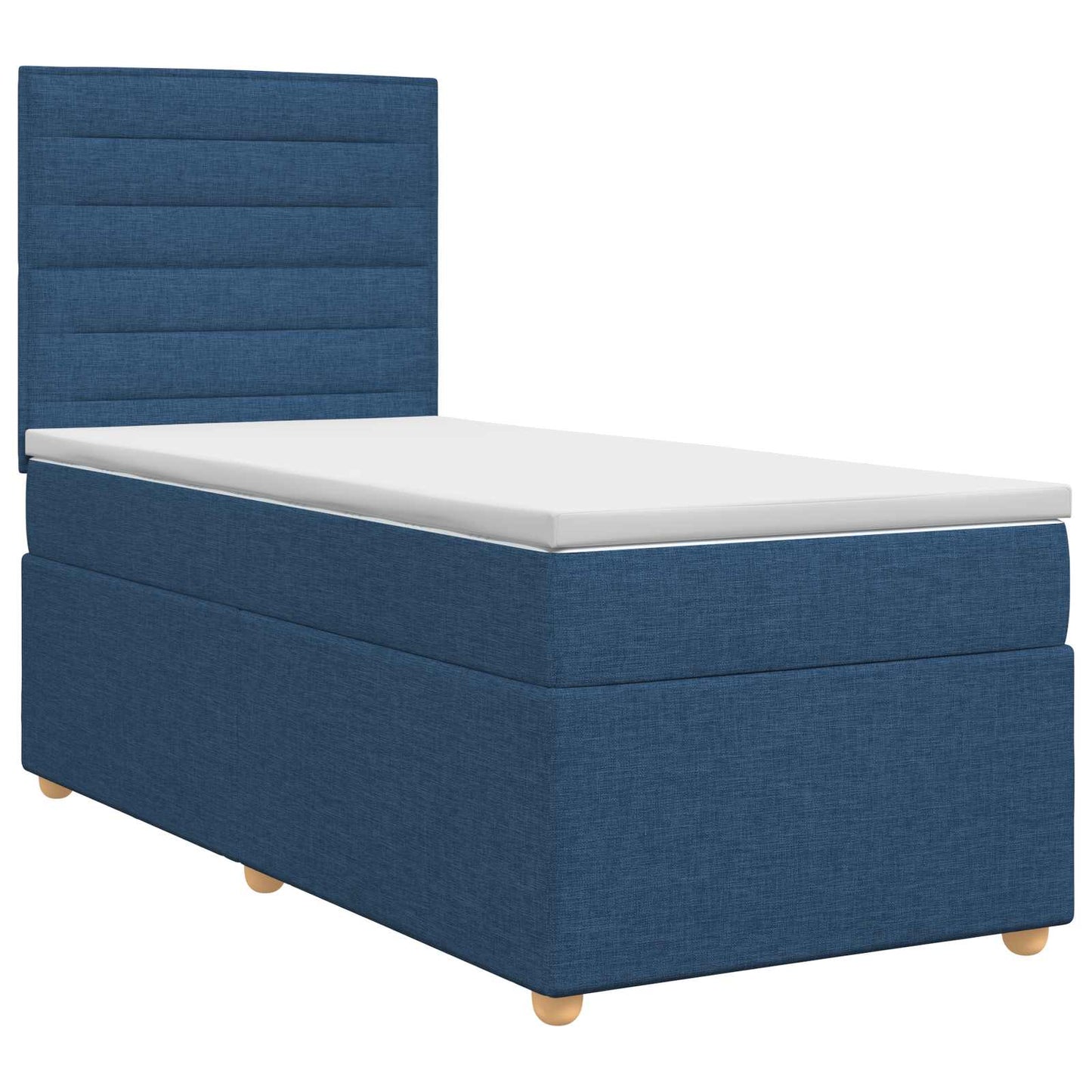vidaXL Κρεβάτι box spring με στρώμα Μπλε 90 x 190 cm Ύφασμα