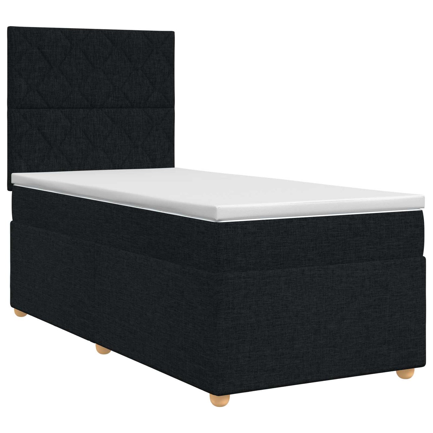 vidaXL Κρεβάτι box spring με στρώμα Μαύρο 90 x 190 cm Ύφασμα