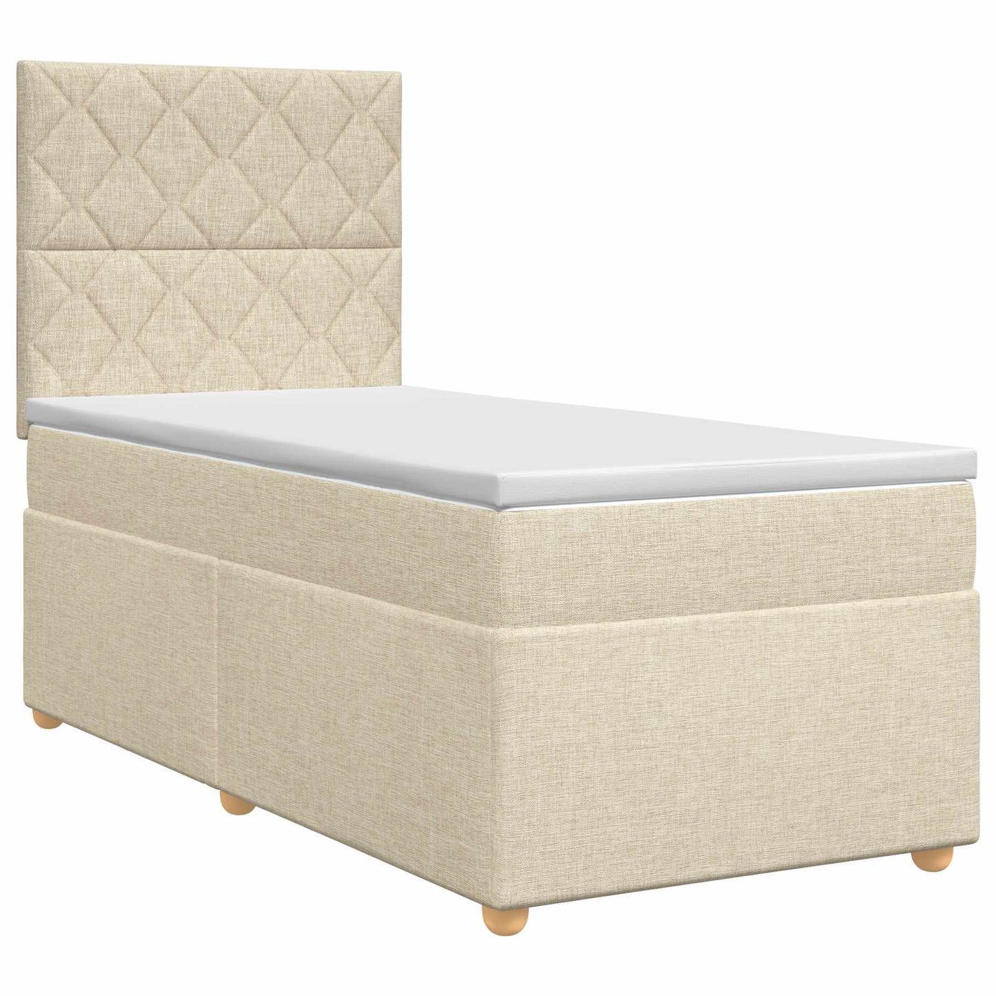 vidaXL Κρεβάτι box spring με στρώμα Κρεμ 90 x 190 cm Ύφασμα