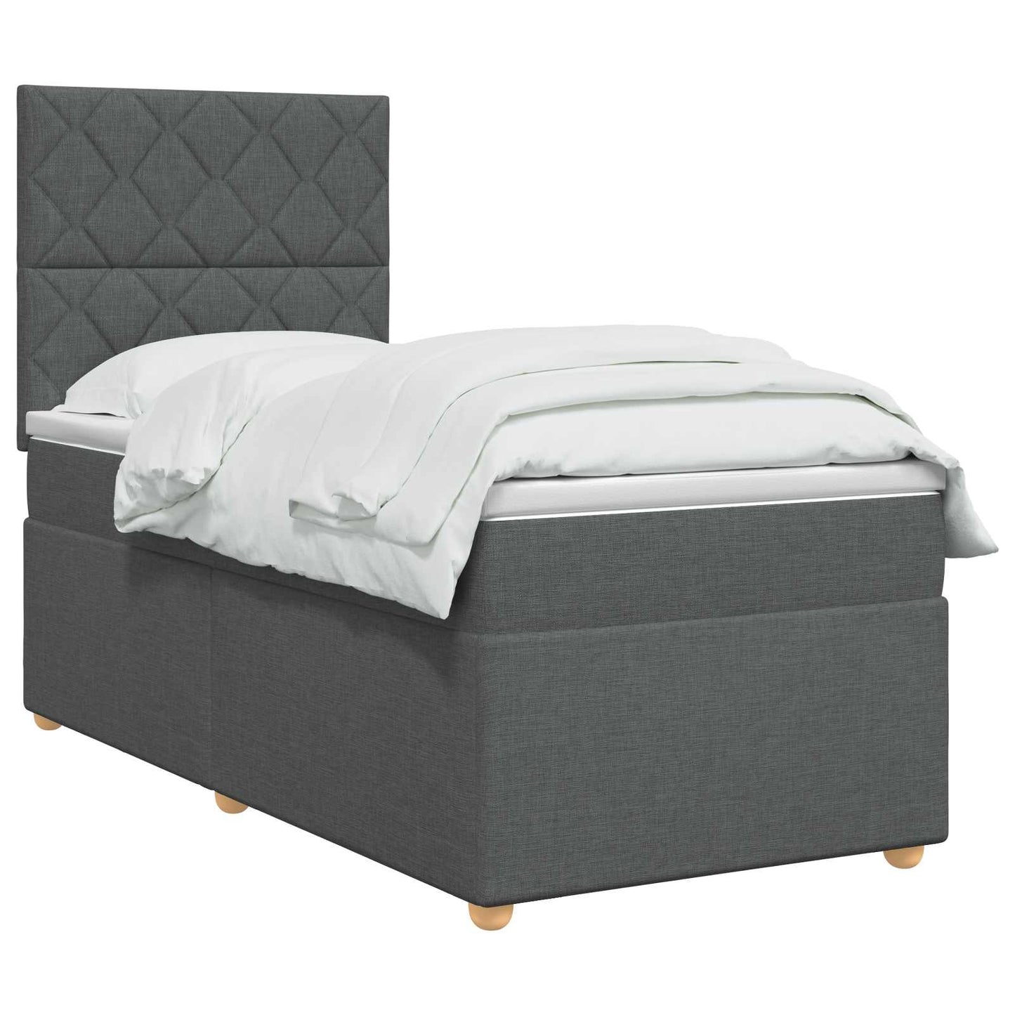 vidaXL Κρεβάτι box spring με στρώμα Σκούρο Γκρι 90 x 200 cm Ύφασμα