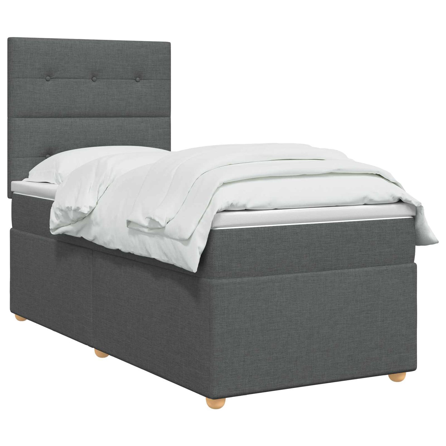 vidaXL Κρεβάτι box spring με στρώμα Σκούρο Γκρι 100 x 200 cm Ύφασμα