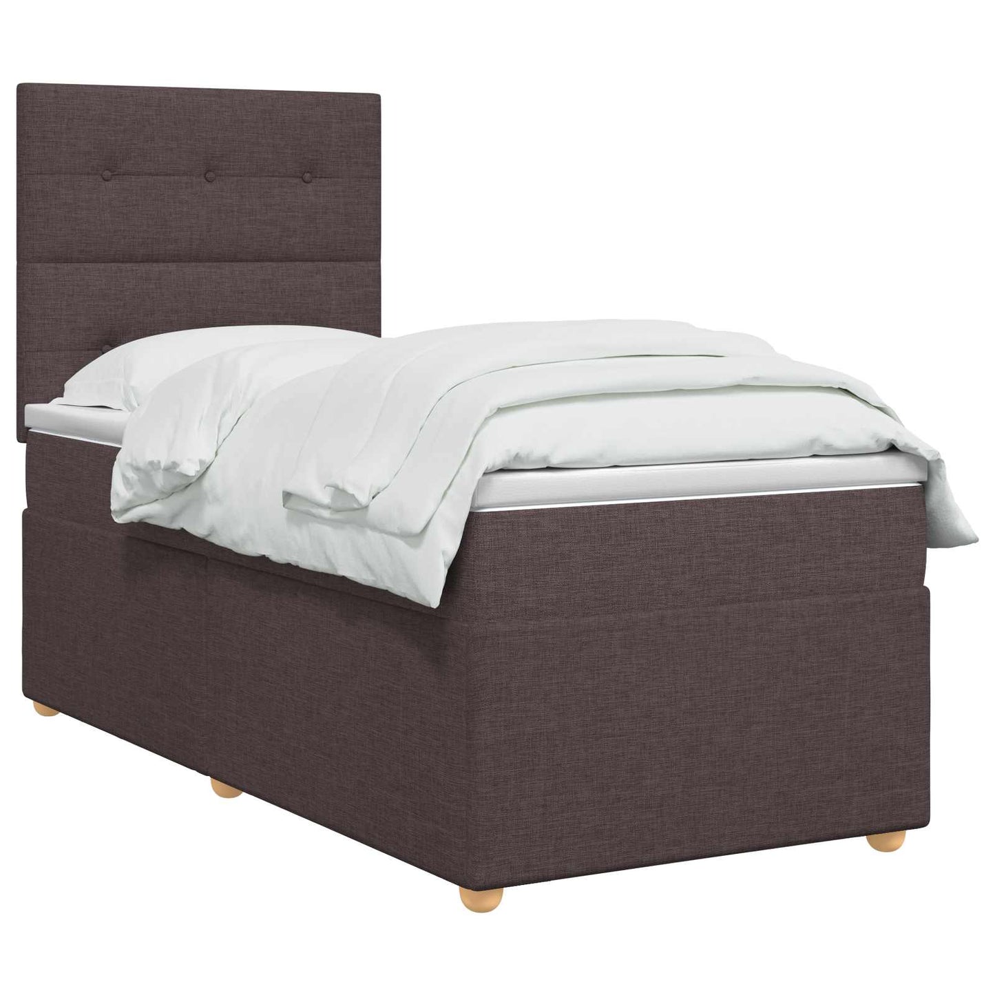 vidaXL Κρεβάτι box spring με στρώμα Σκούρο Καφέ 100 x 200 cm Ύφασμα