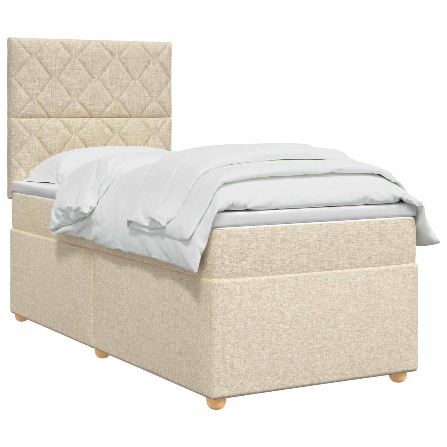 vidaXL Κρεβάτι box spring με στρώμα Κρεμ 100 x 200 cm Ύφασμα