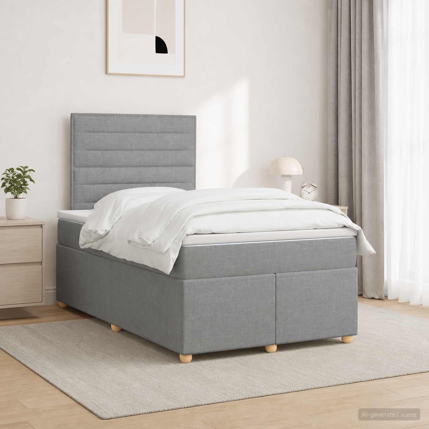 vidaXL Κρεβάτι box spring με στρώμα Ανοιχτό γκρι 120 x 200 cm Ύφασμα