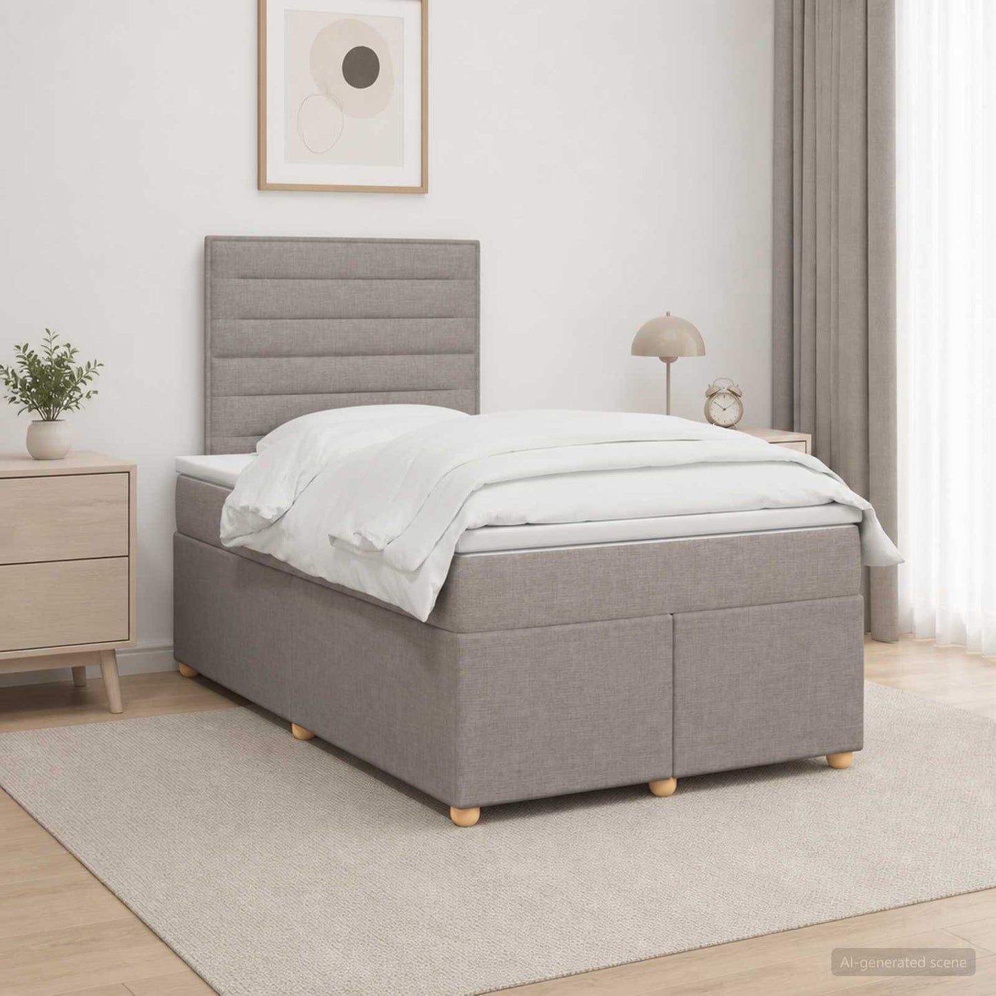 vidaXL Κρεβάτι box spring με στρώμα Taupe 120 x 200 cm Ύφασμα