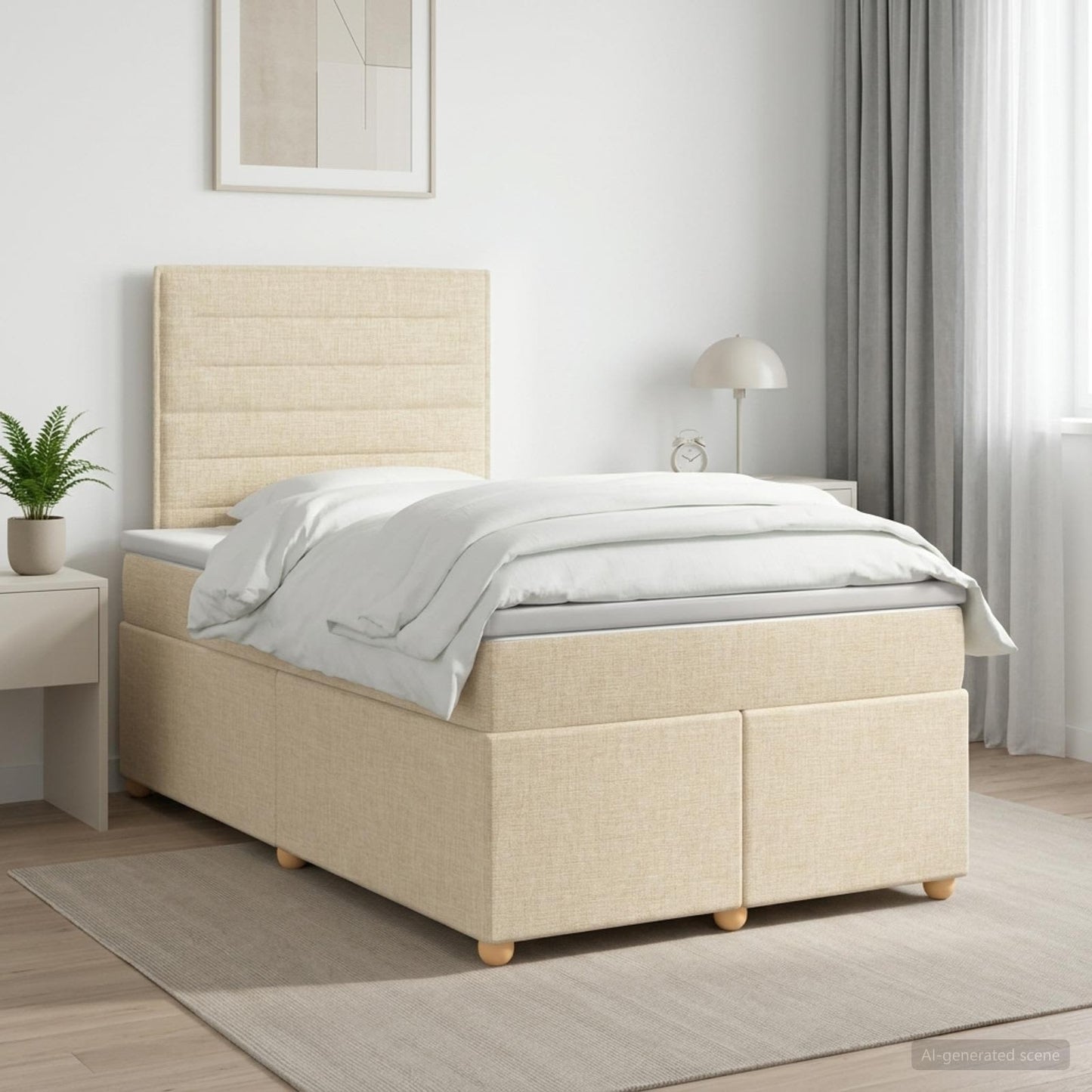 vidaXL Κρεβάτι box spring με στρώμα Κρεμ 120 x 200 cm Ύφασμα