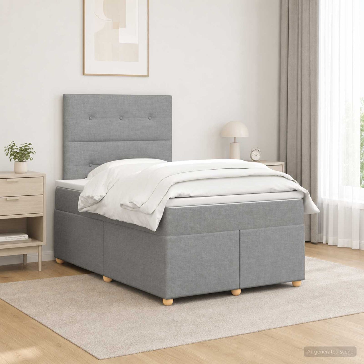 vidaXL Κρεβάτι box spring με στρώμα Ανοιχτό γκρι 120 x 200 cm Ύφασμα