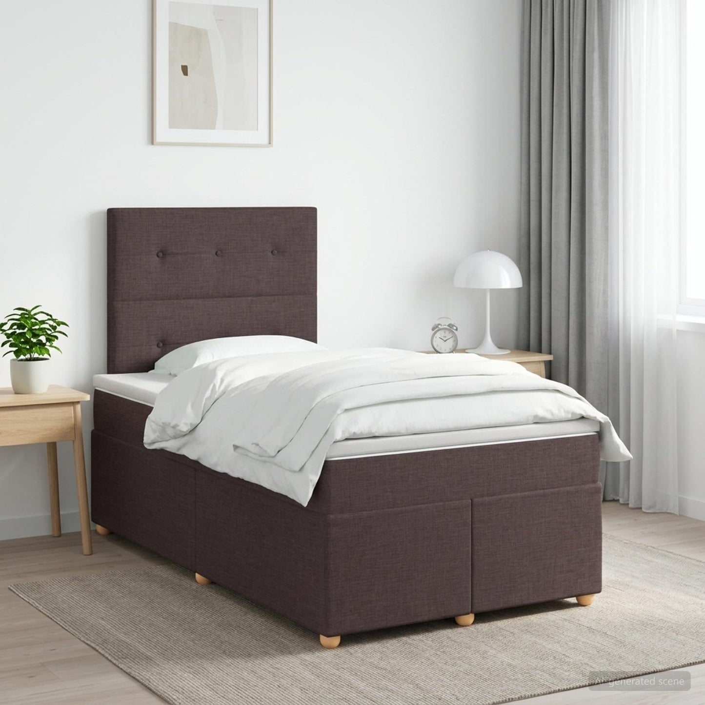 vidaXL Κρεβάτι box spring με στρώμα Σκούρο Καφέ 120 x 190 cm Ύφασμα