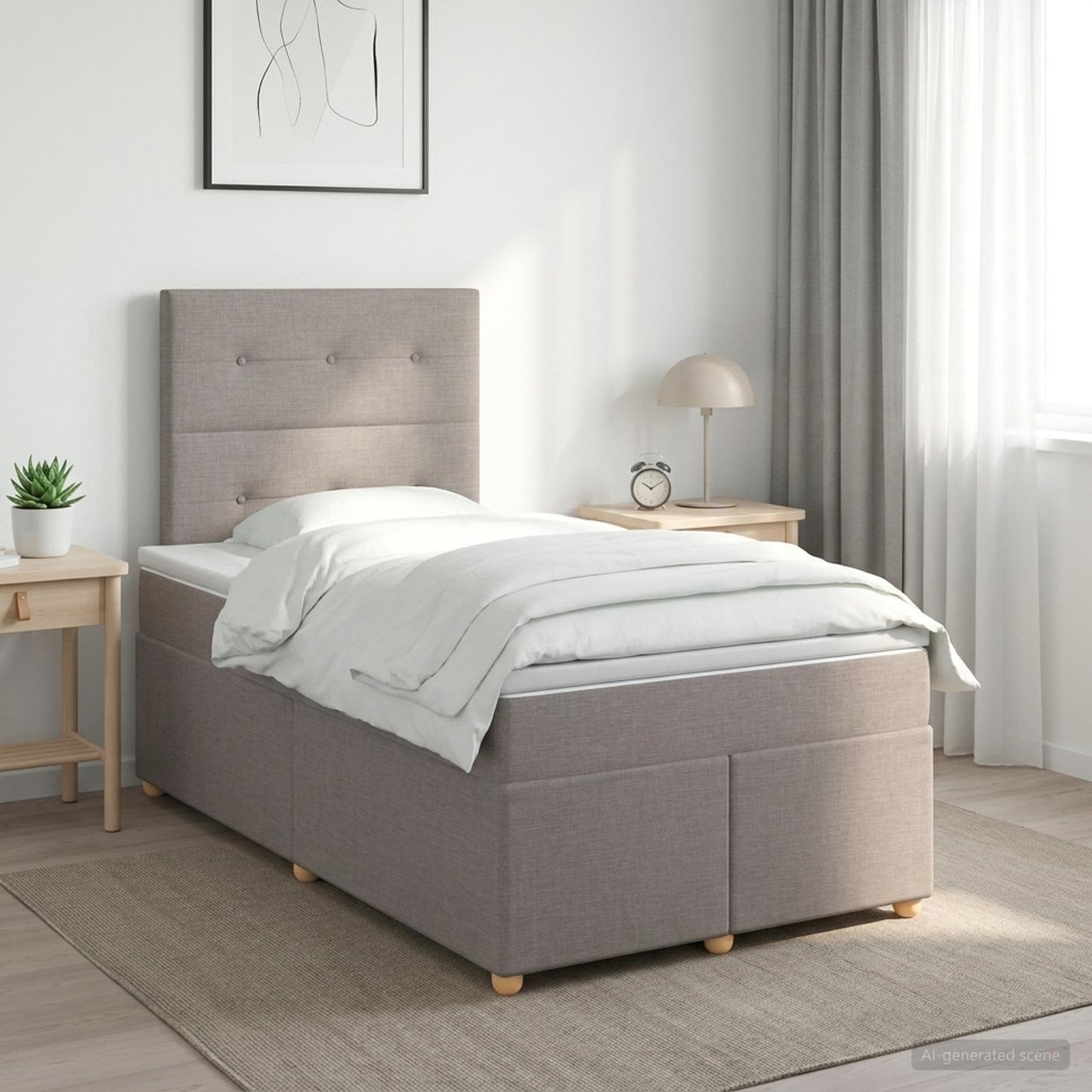 vidaXL Κρεβάτι box spring με στρώμα Taupe 120 x 190 cm Ύφασμα