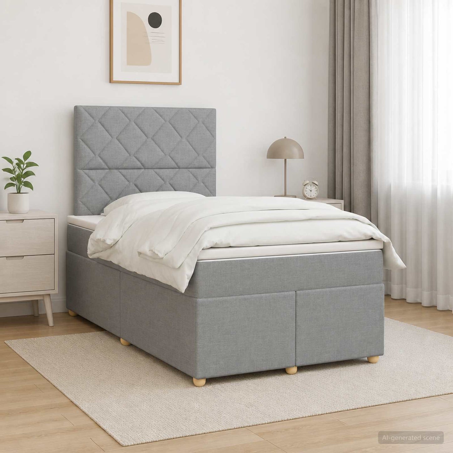 vidaXL Κρεβάτι box spring με στρώμα Ανοιχτό γκρι 120 x 200 cm Ύφασμα