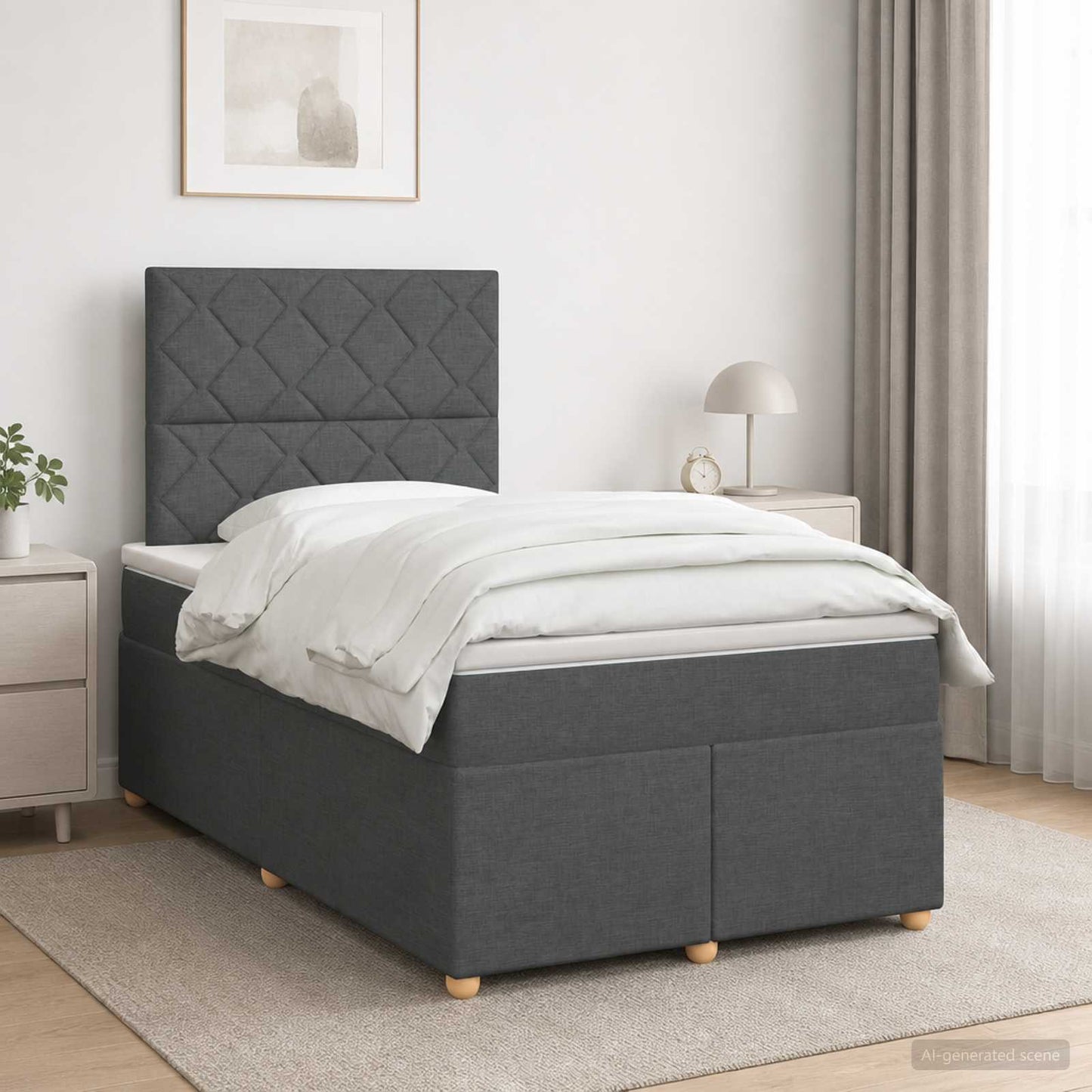 vidaXL Κρεβάτι box spring με στρώμα Σκούρο Γκρι 120 x 190 cm Ύφασμα