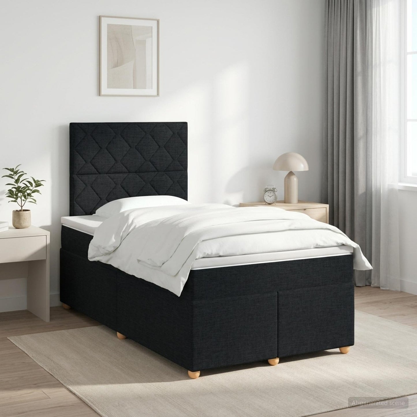 vidaXL Κρεβάτι box spring με στρώμα Μαύρο 120 x 190 cm Ύφασμα