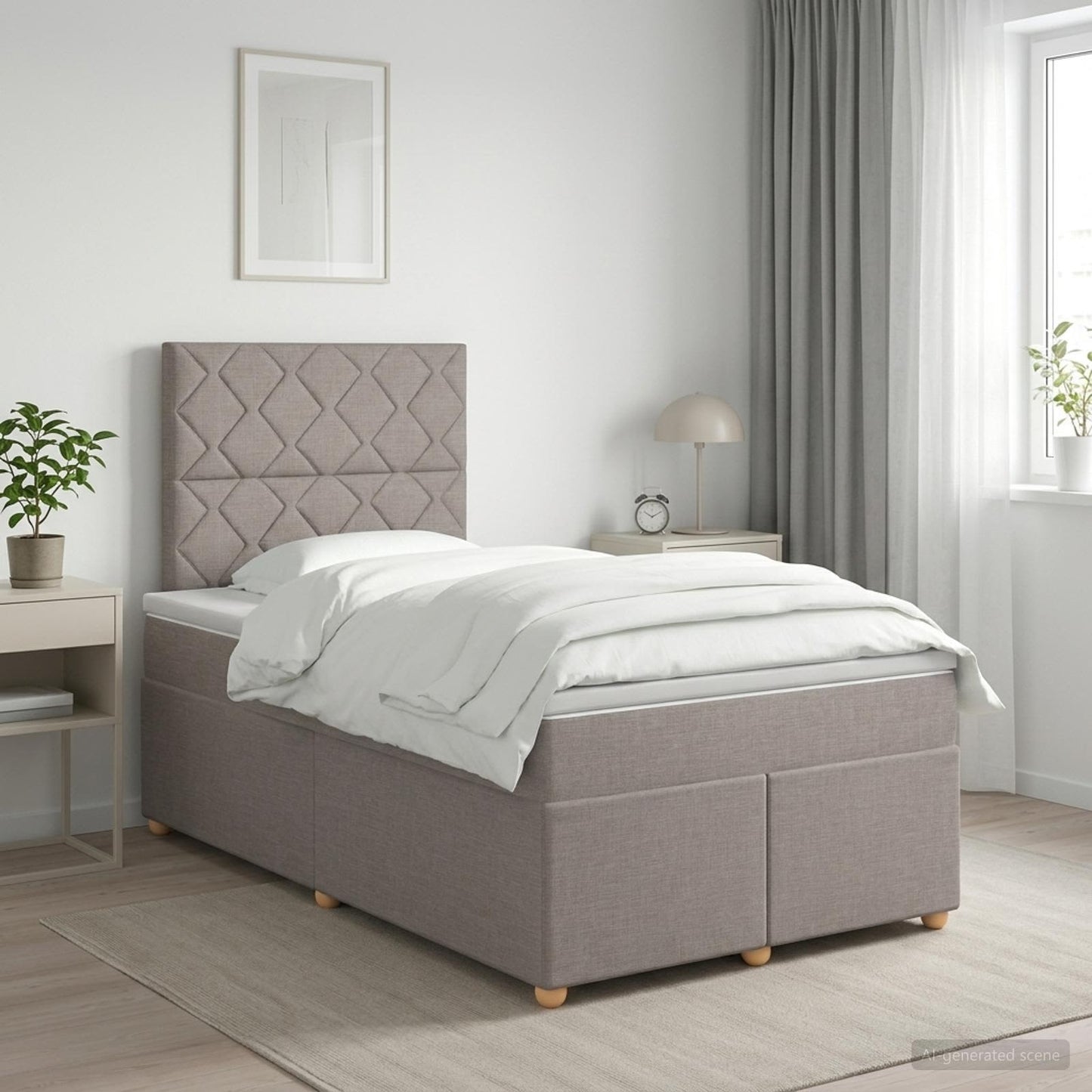vidaXL Κρεβάτι box spring με στρώμα Taupe 120 x 200 cm Ύφασμα