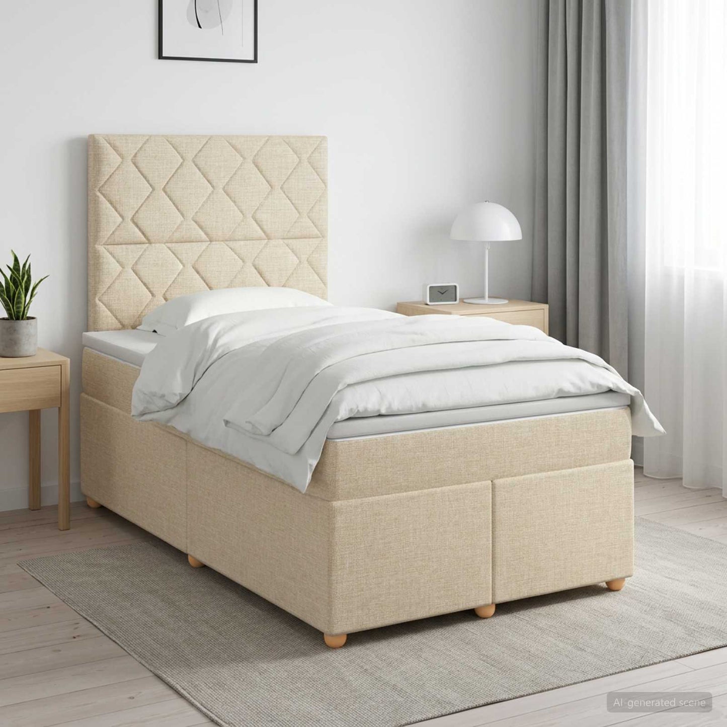 vidaXL Κρεβάτι box spring με στρώμα Κρεμ 120 x 190 cm Ύφασμα