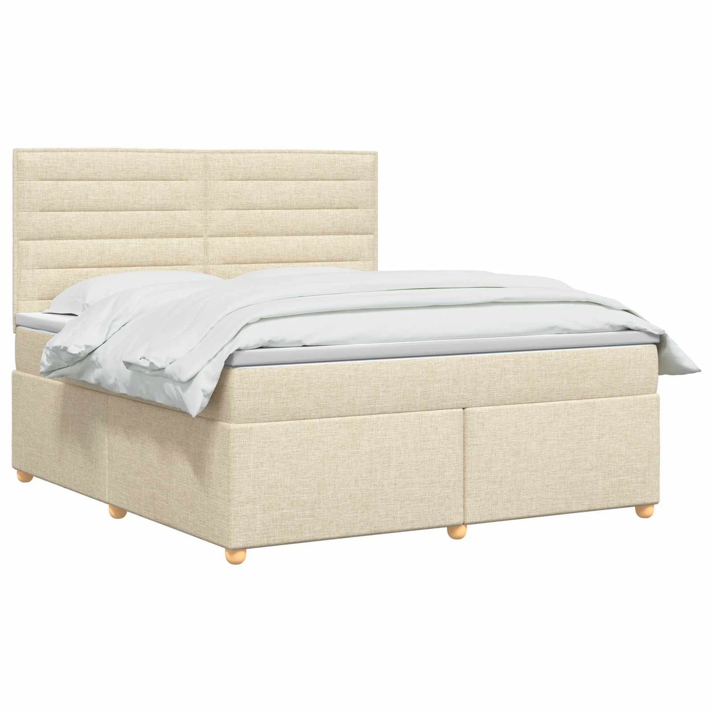vidaXL Κρεβάτι box spring με στρώμα Κρεμ 140 x 200 cm Ύφασμα