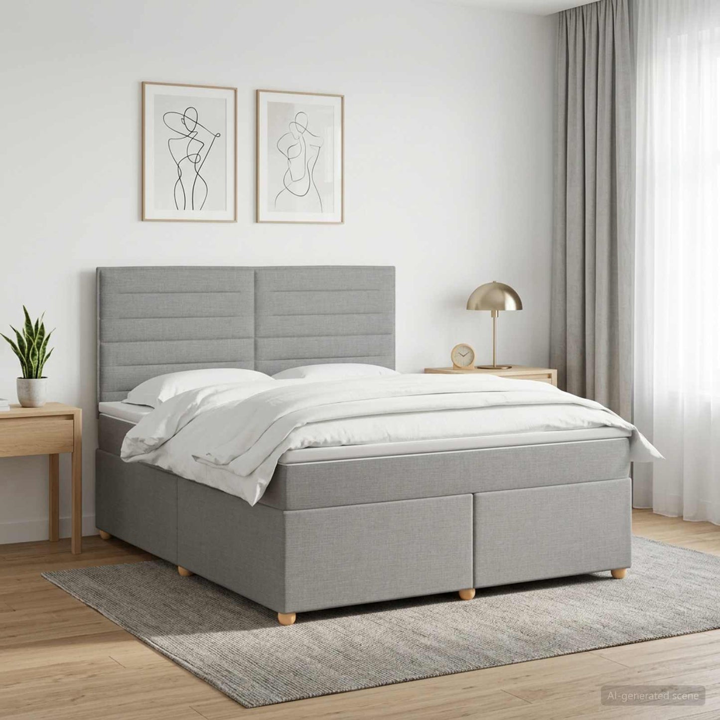 vidaXL Κρεβάτι box spring με στρώμα Ανοιχτό γκρι 140 x 200 cm Ύφασμα