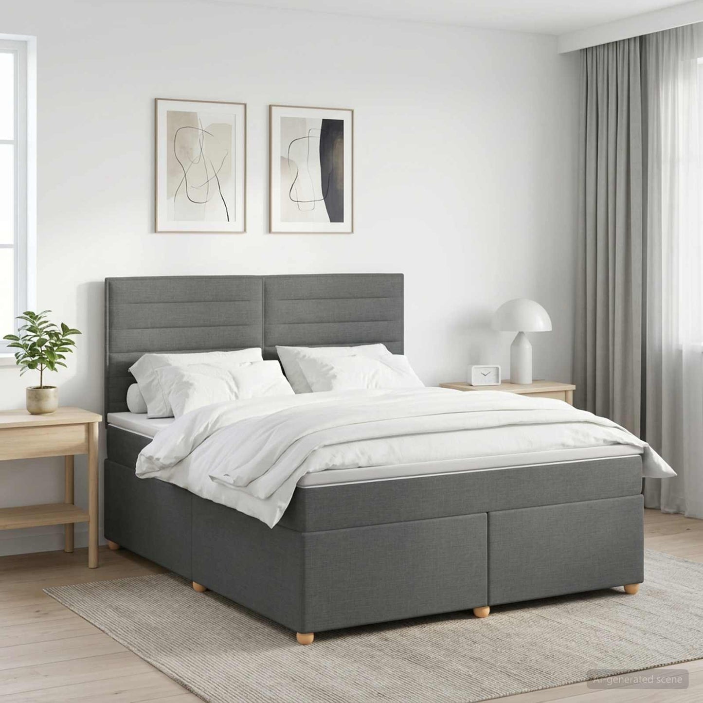vidaXL Κρεβάτι box spring με στρώμα Σκούρο Γκρι 180 x 200 cm Ύφασμα