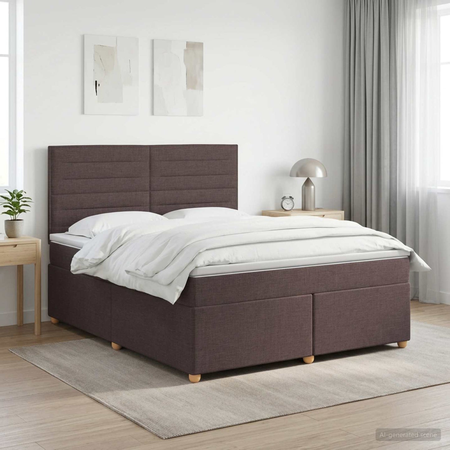 vidaXL Κρεβάτι box spring με στρώμα Σκούρο Καφέ 180 x 200 cm Ύφασμα