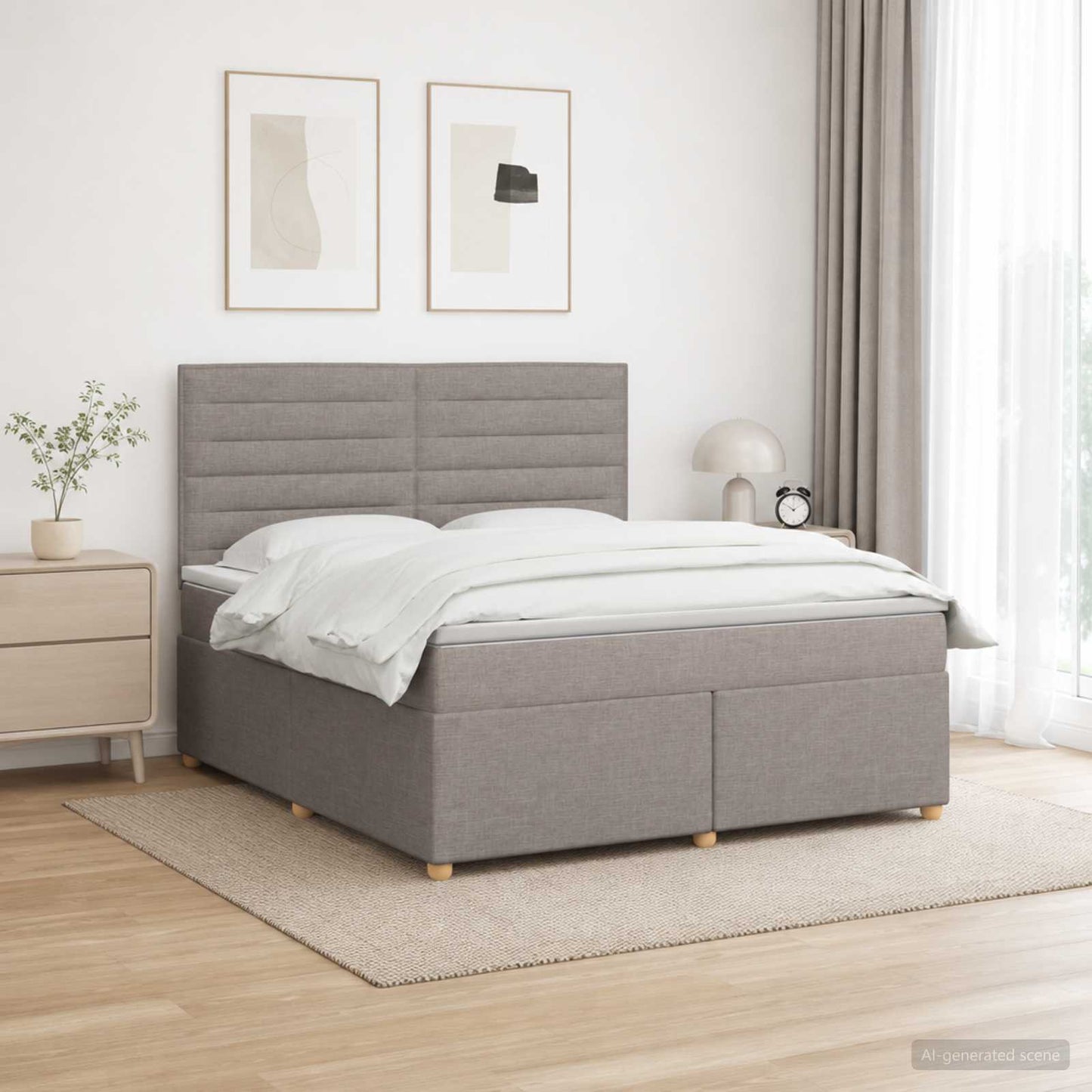 vidaXL Κρεβάτι box spring με στρώμα Taupe 160 x 200 cm Ύφασμα