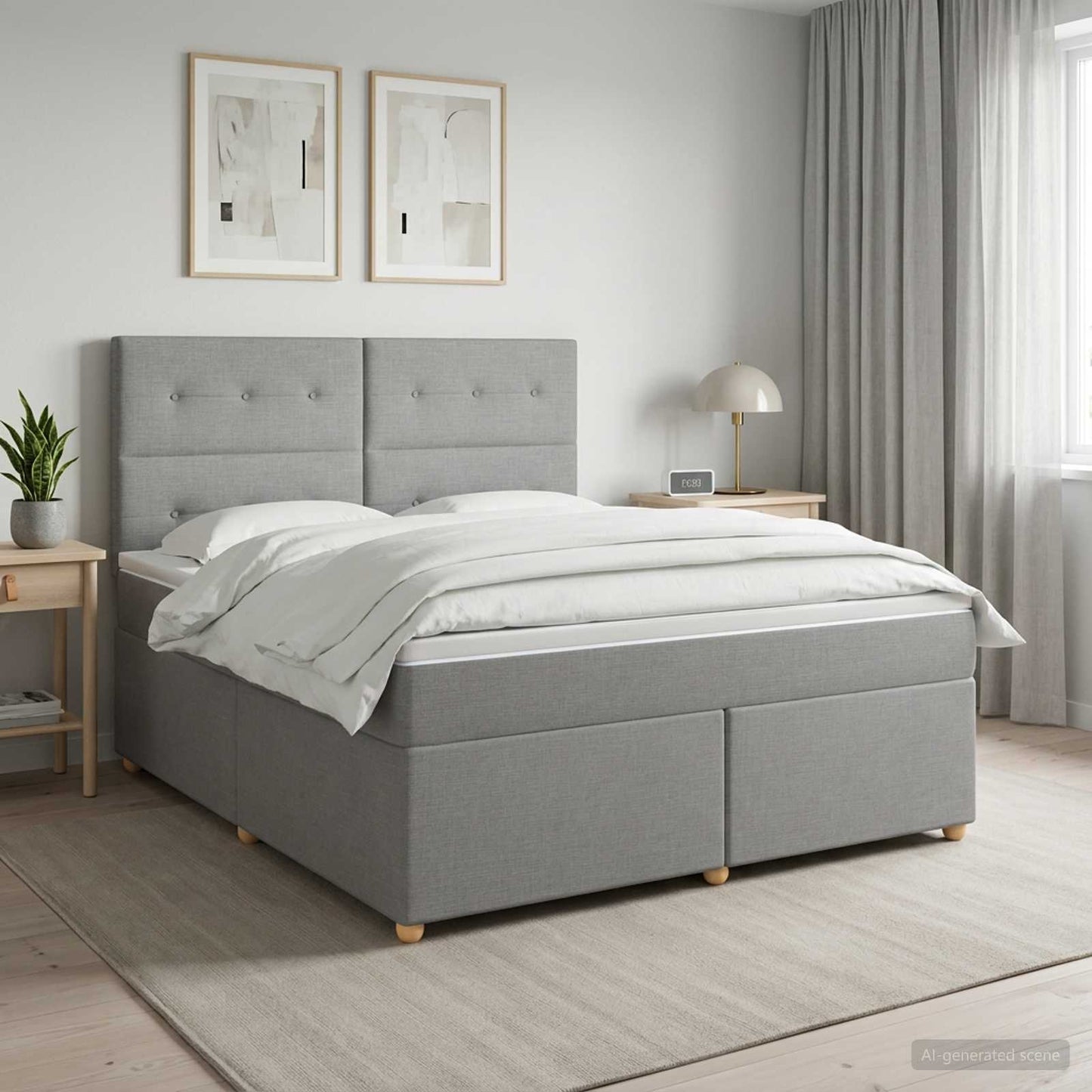 vidaXL Κρεβάτι box spring με στρώμα Ανοιχτό γκρι 140 x 200 cm Ύφασμα