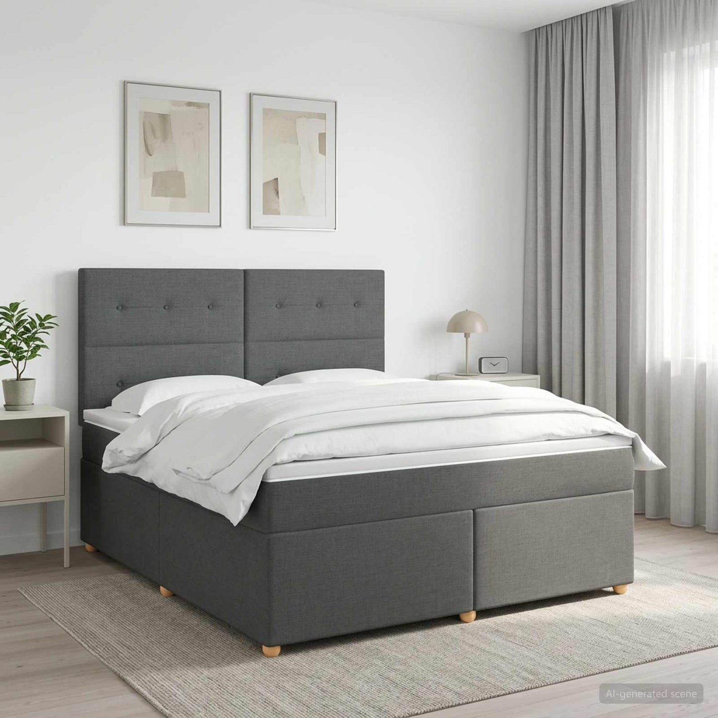 vidaXL Κρεβάτι box spring με στρώμα Σκούρο Γκρι 180 x 200 cm Ύφασμα