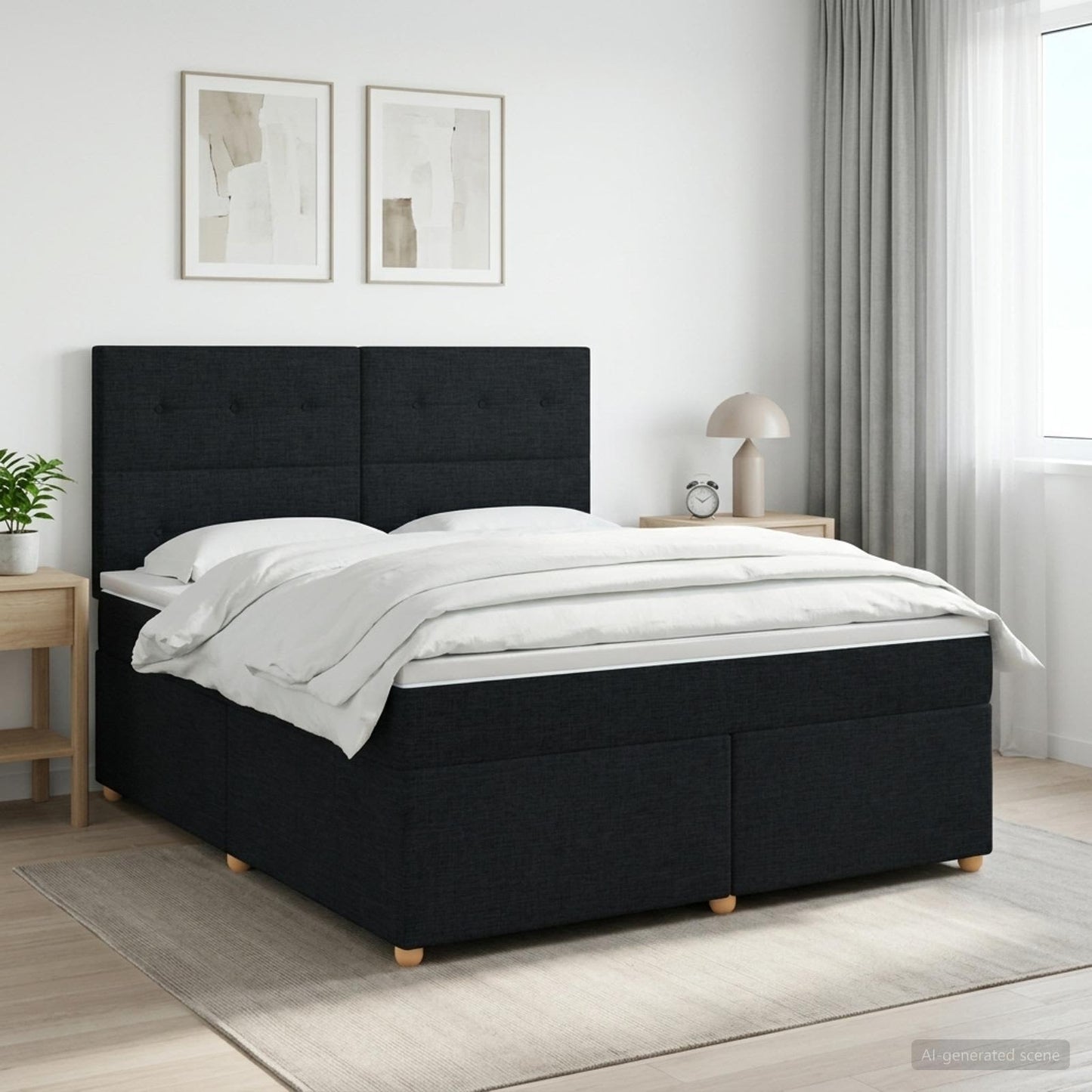 vidaXL Κρεβάτι box spring με στρώμα Μαύρο 160 x 200 cm Ύφασμα