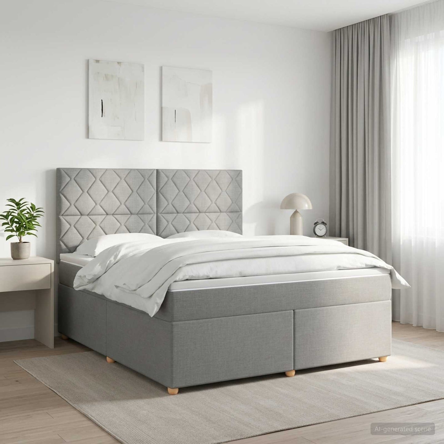 vidaXL Κρεβάτι box spring με στρώμα Ανοιχτό γκρι 160 x 200 cm Ύφασμα