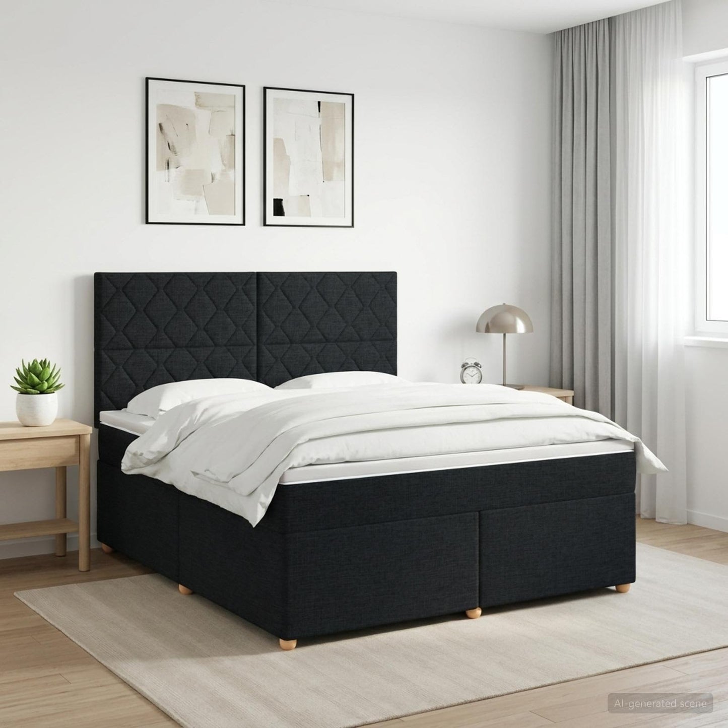 vidaXL Κρεβάτι box spring με στρώμα Μαύρο 140 x 190 cm Ύφασμα