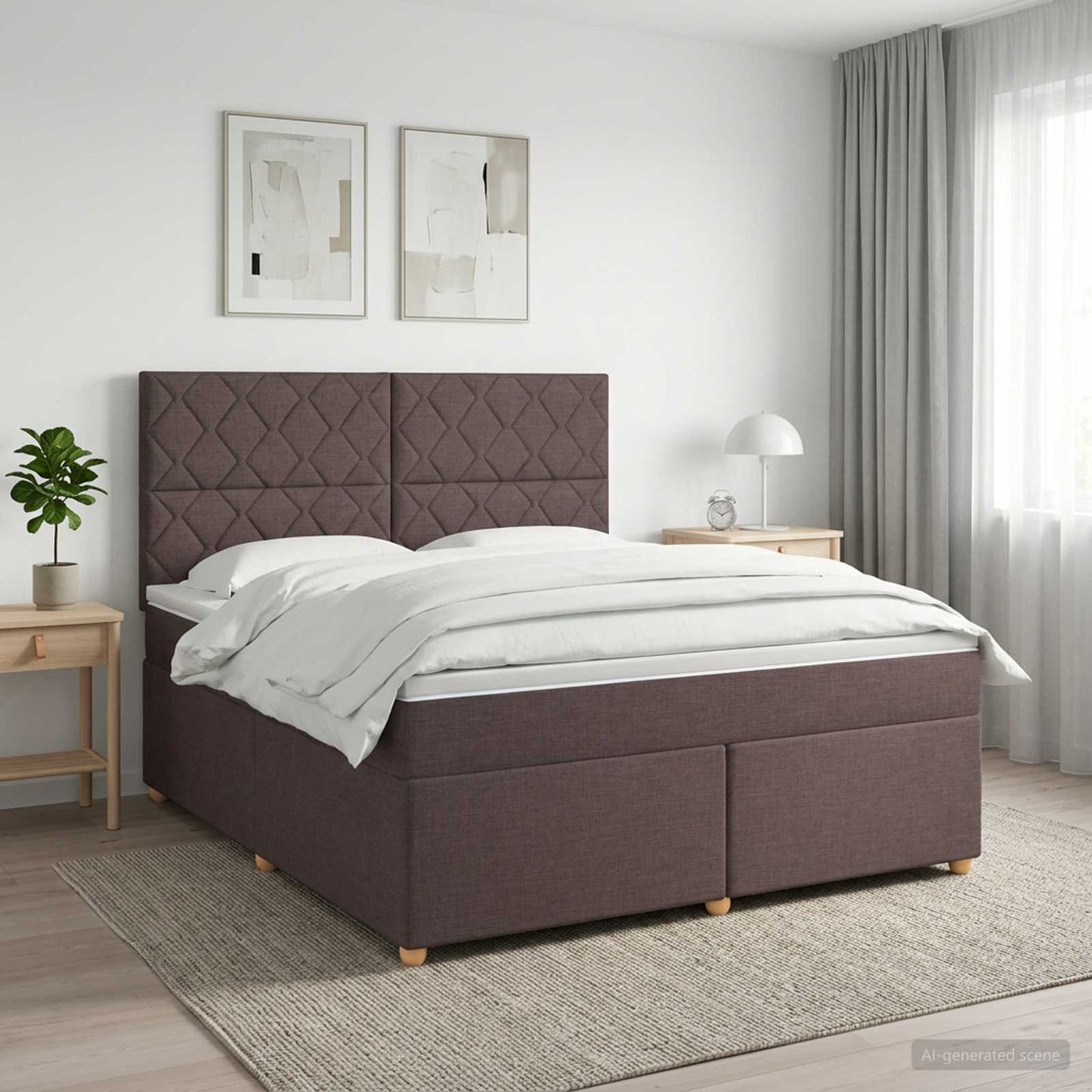 vidaXL Κρεβάτι box spring με στρώμα Σκούρο Καφέ 180 x 200 cm Ύφασμα