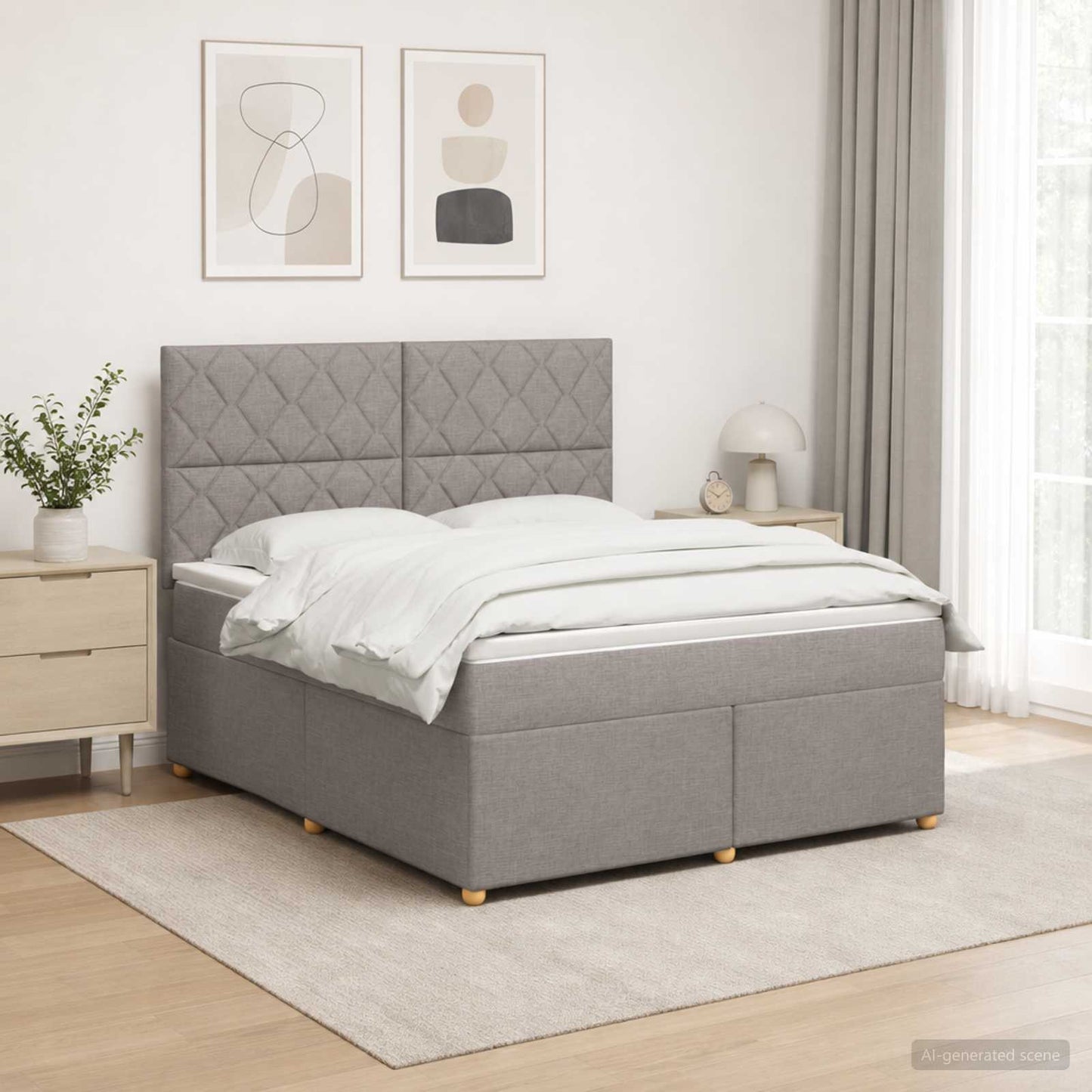 vidaXL Κρεβάτι box spring με στρώμα Taupe 140 x 200 cm Ύφασμα