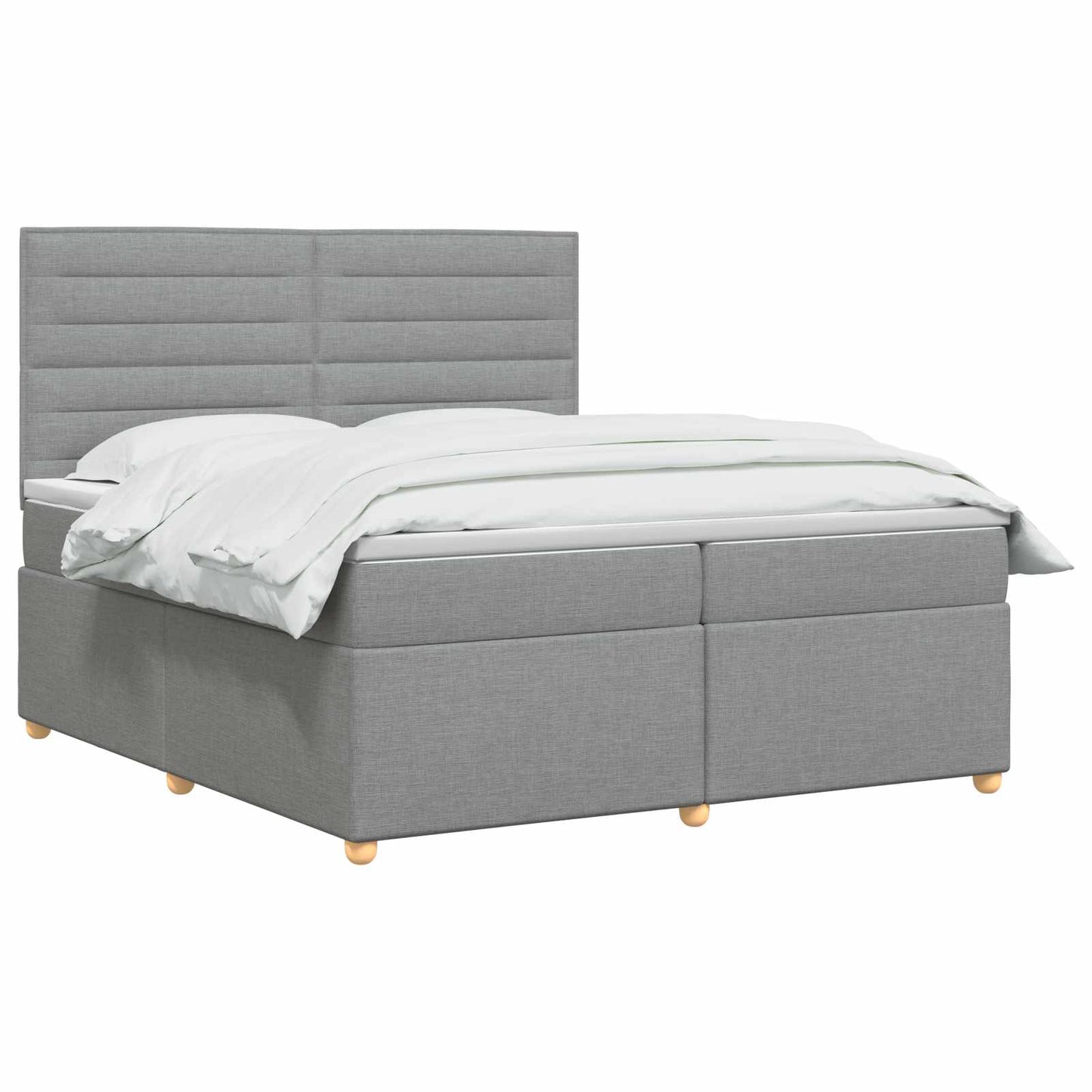 vidaXL Κρεβάτι box spring με στρώμα Ανοιχτό γκρι 200 x 200 cm Ύφασμα