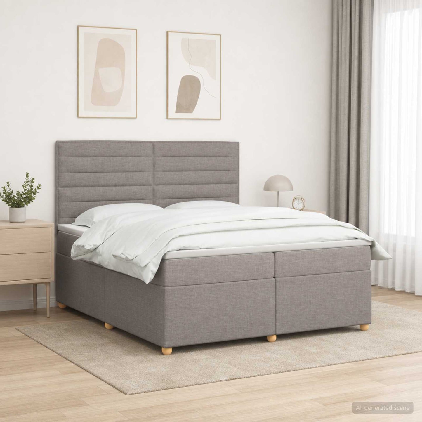 vidaXL Κρεβάτι box spring με στρώμα Taupe 200 x 200 cm Ύφασμα