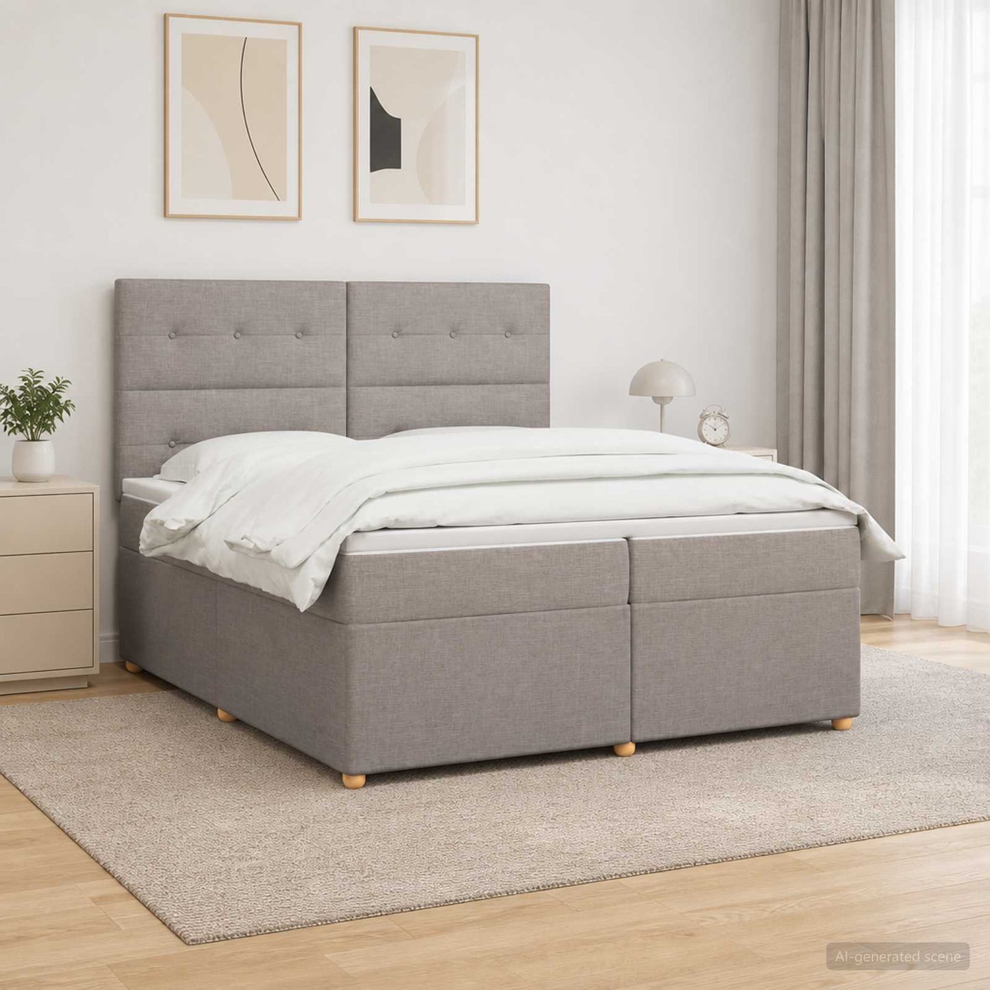 vidaXL Κρεβάτι box spring με στρώμα Taupe 200 x 200 cm Ύφασμα