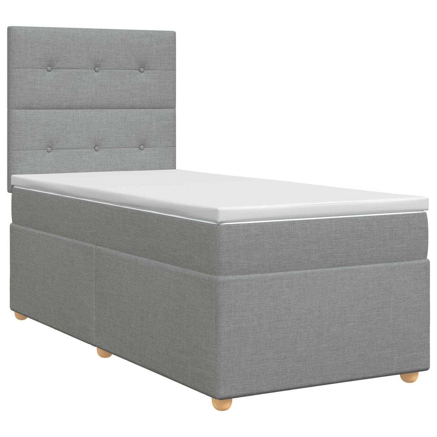 vidaXL Κρεβάτι box spring με στρώμα Ανοιχτό γκρι Μονό Ύφασμα