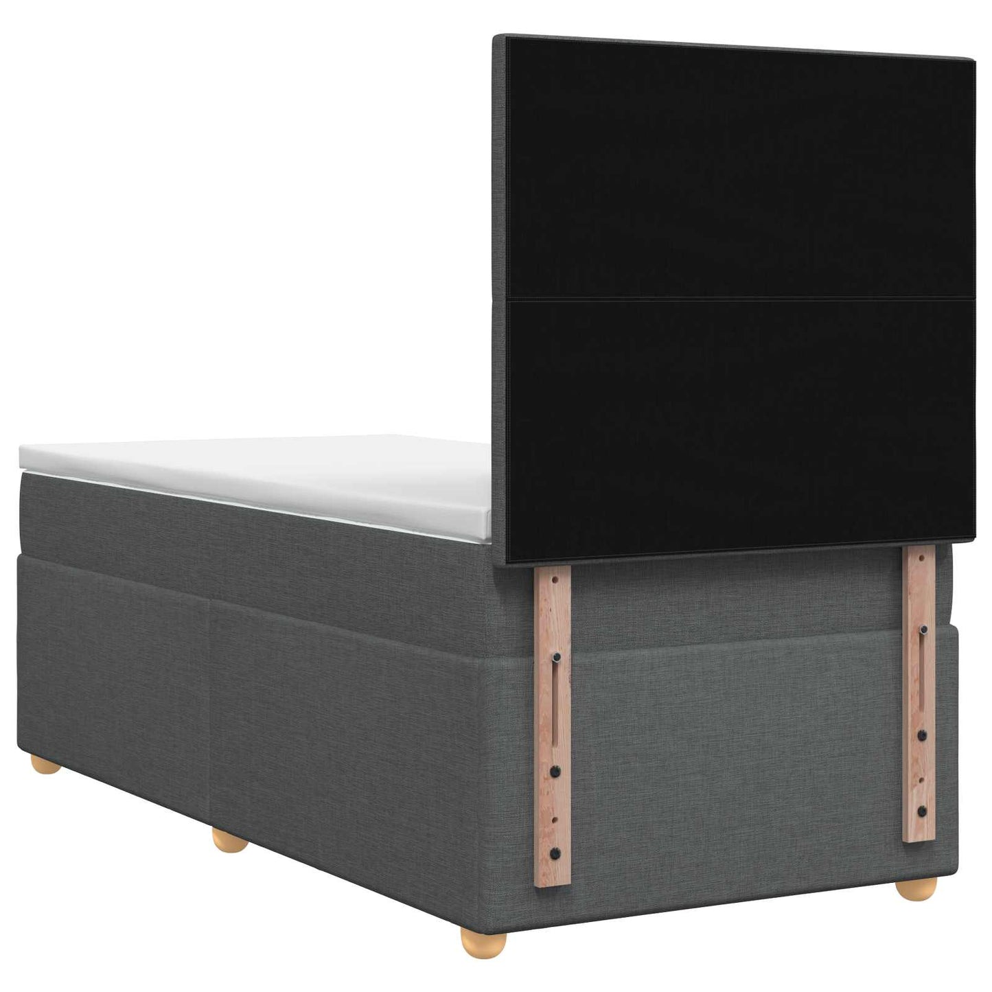 vidaXL Κρεβάτι box spring με στρώμα Σκούρο Γκρι Μονό Ύφασμα