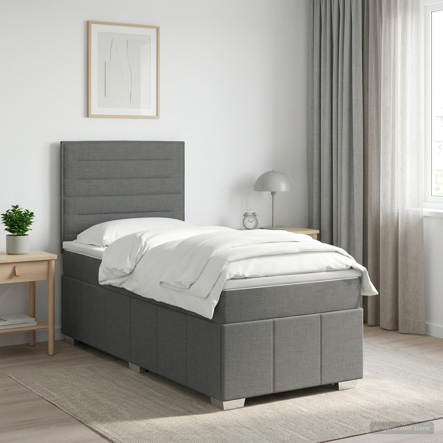 vidaXL Κρεβάτι box spring με στρώμα Σκούρο Γκρι 100 x 200 cm Ύφασμα