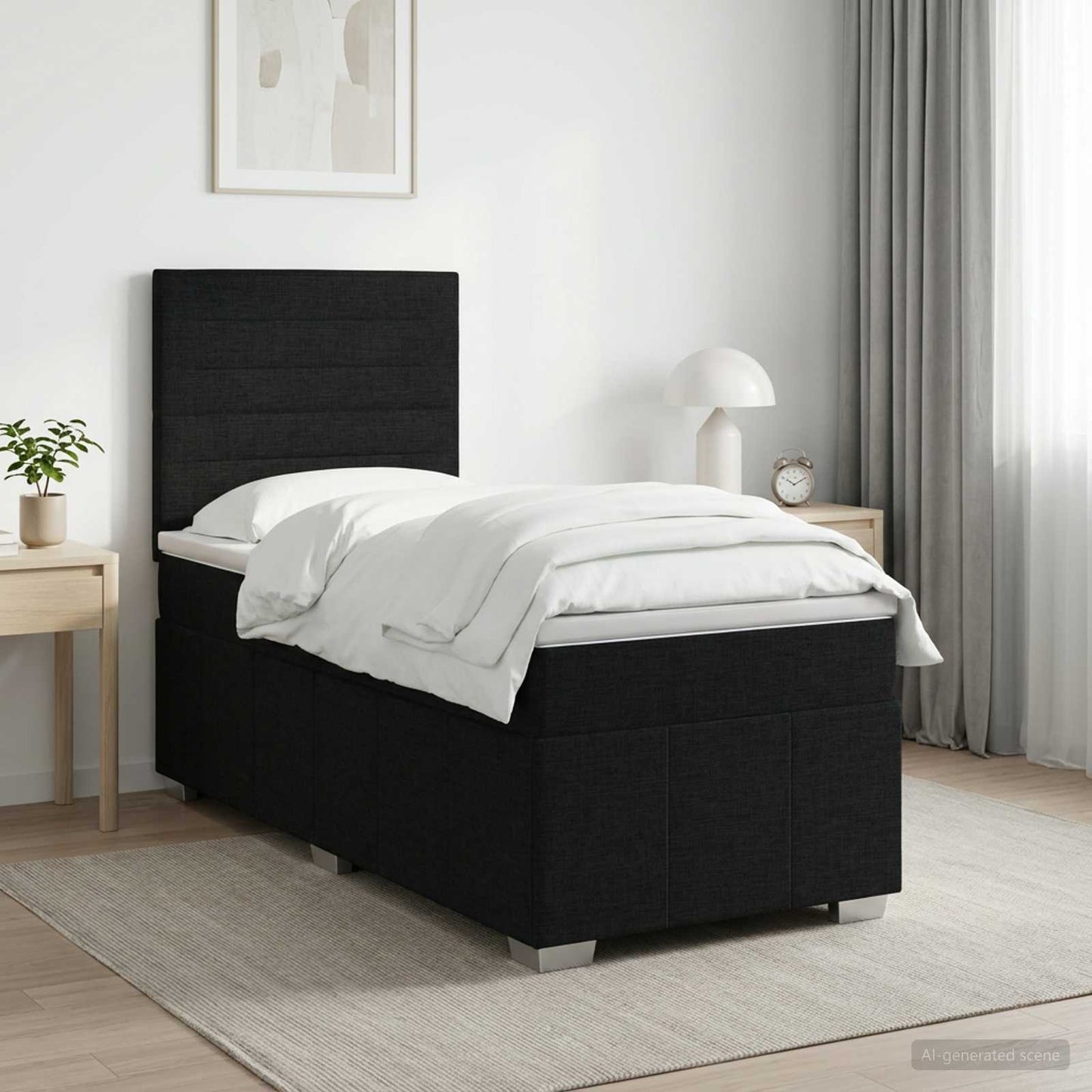 vidaXL Κρεβάτι box spring με στρώμα Μαύρο 80 x 200 cm Ύφασμα