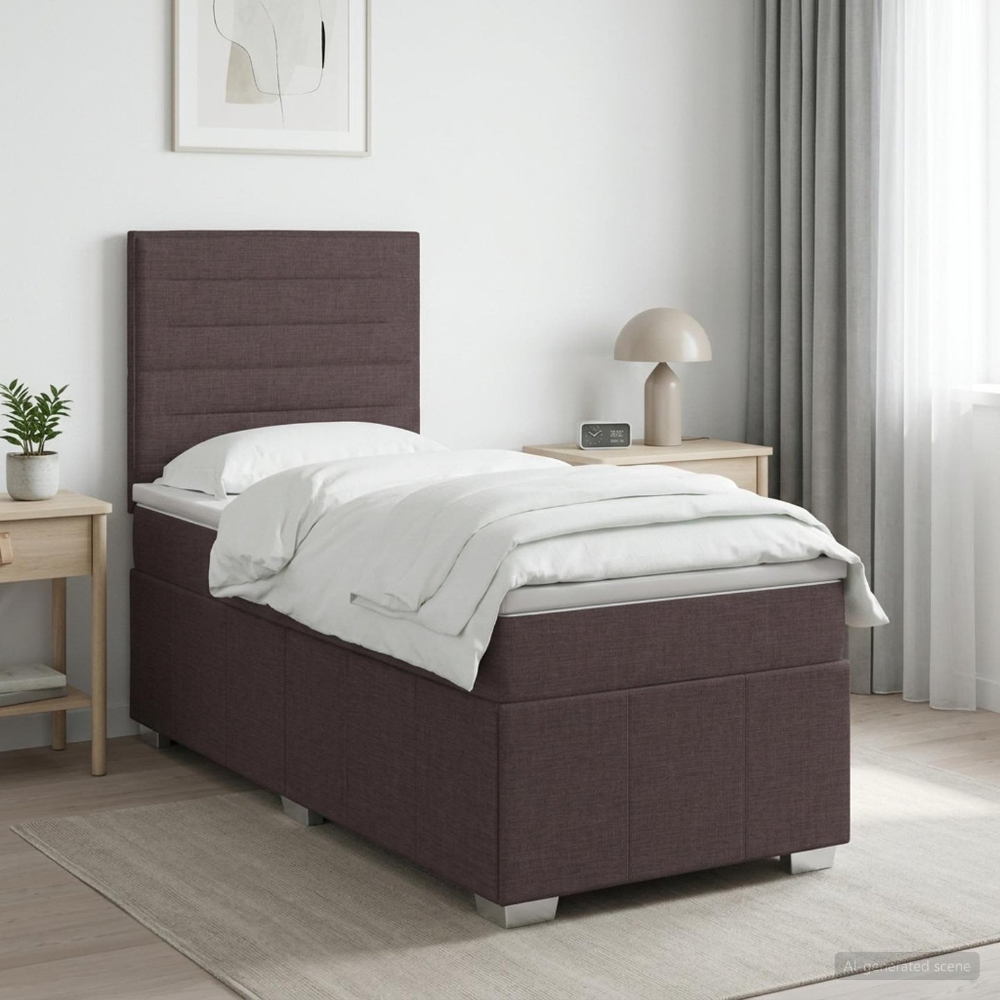 vidaXL Κρεβάτι box spring με στρώμα Σκούρο Καφέ 100 x 200 cm Ύφασμα