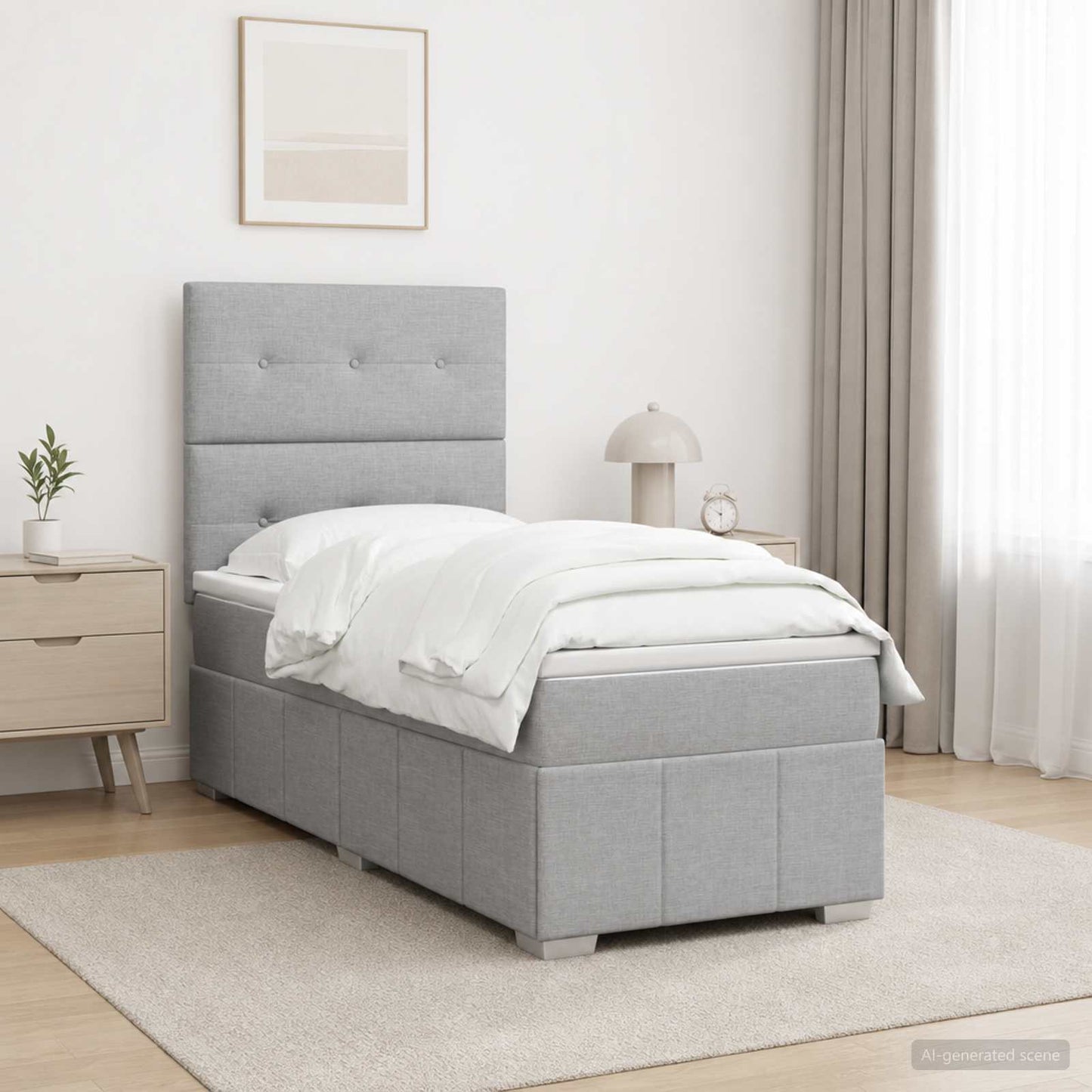 vidaXL Κρεβάτι box spring με στρώμα Ανοιχτό γκρι 90 x 200 cm Ύφασμα