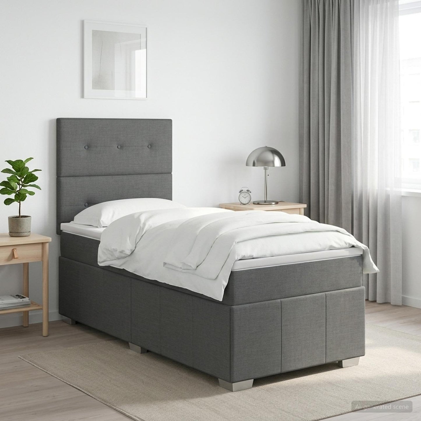 vidaXL Κρεβάτι box spring με στρώμα Σκούρο Γκρι 100 x 200 cm Ύφασμα