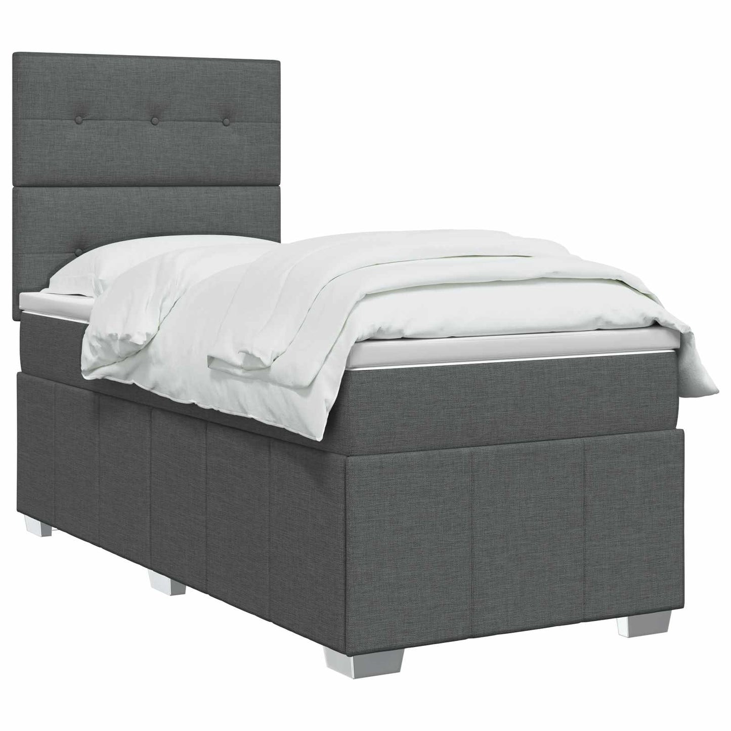 vidaXL Κρεβάτι box spring με στρώμα Σκούρο Γκρι 80 x 200 cm Ύφασμα